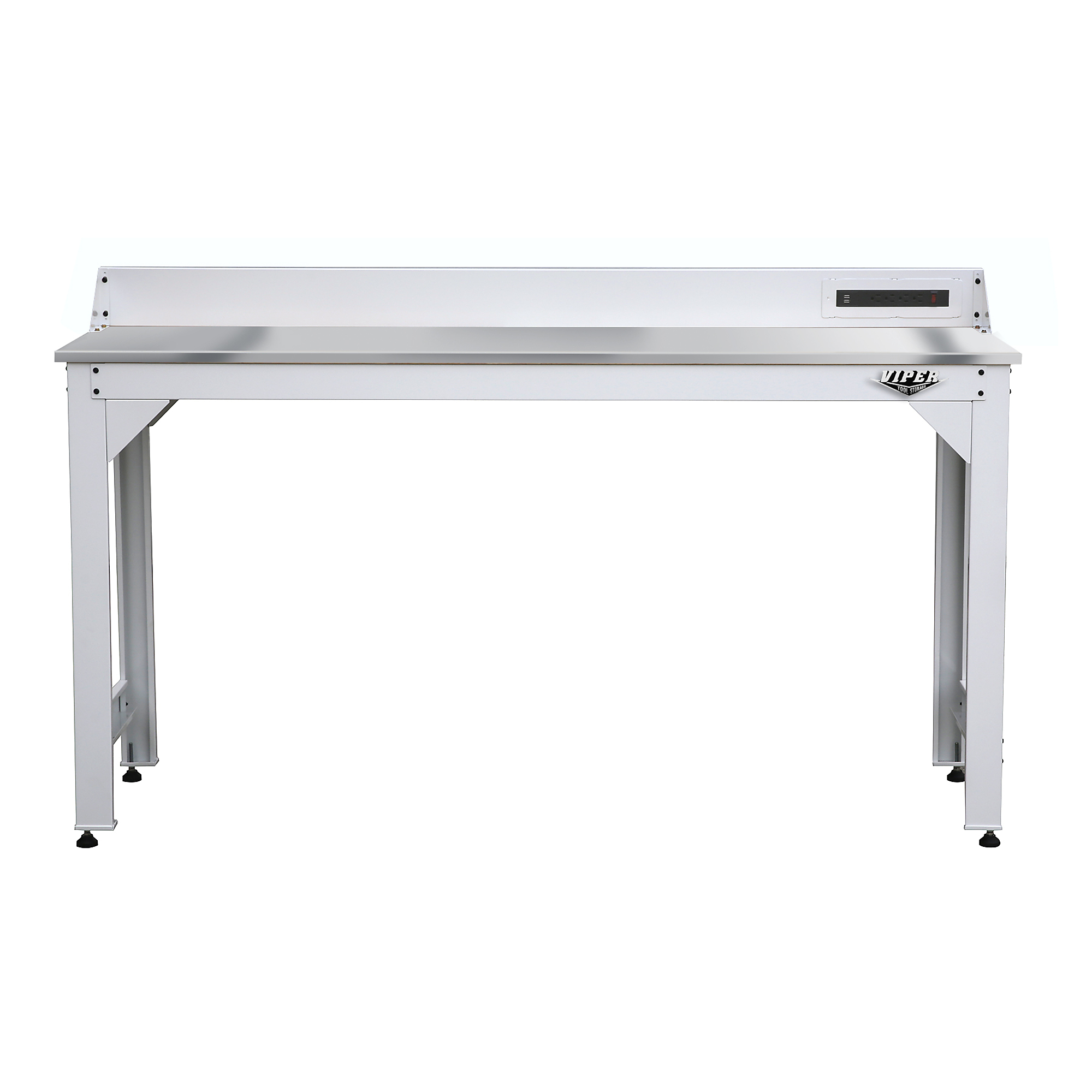 Viper Tool Storage, Steel Worktable Frame Stainless Stl Worktop, White, Width 72 in, Depth 20 in, Height 40 in, Model V72WTFWH_SS