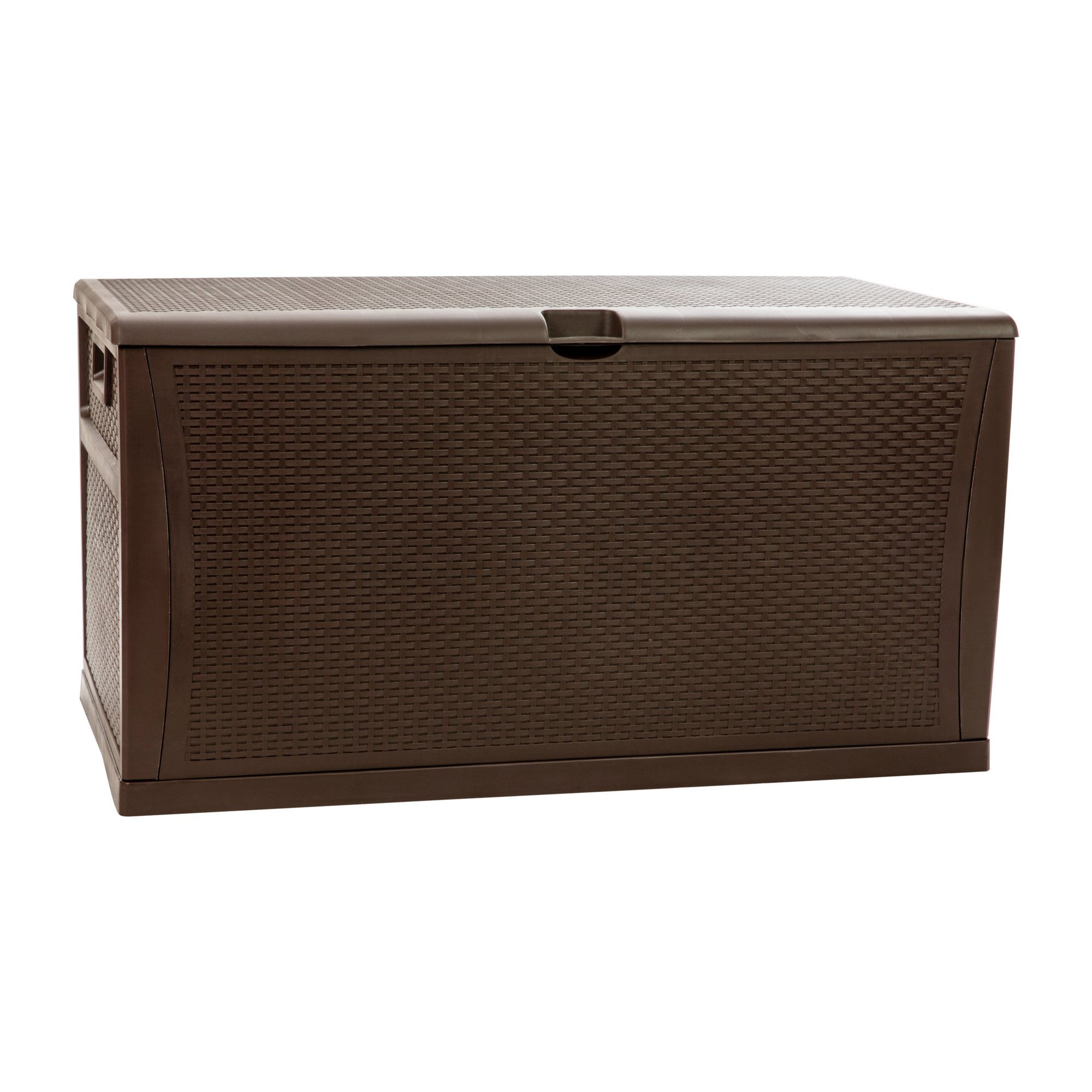 Flash Furniture, Brown 120 Gallon Plastic Deck Box Outdoor Storage, Capacity 120 Gal, Model QTKTL4023BRN