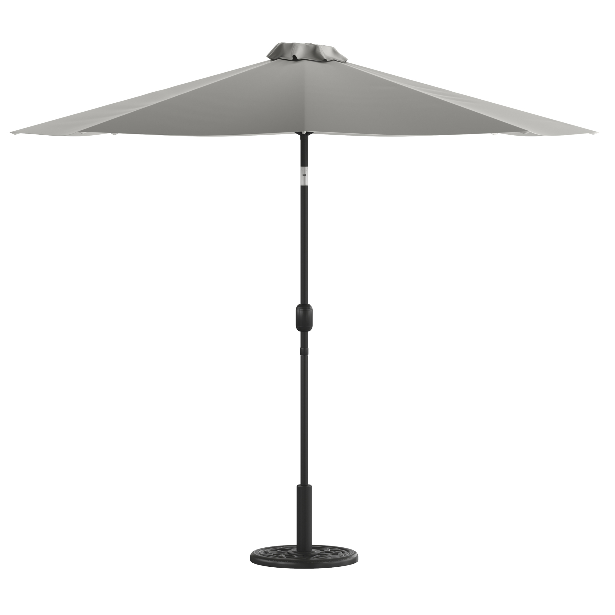 Flash Furniture, Gray 9ft. Umbrella and Black Cement Base, 2 PC Set, Canopy Diameter 9 ft, Shape Octagon, Model GM402003UB19BGY