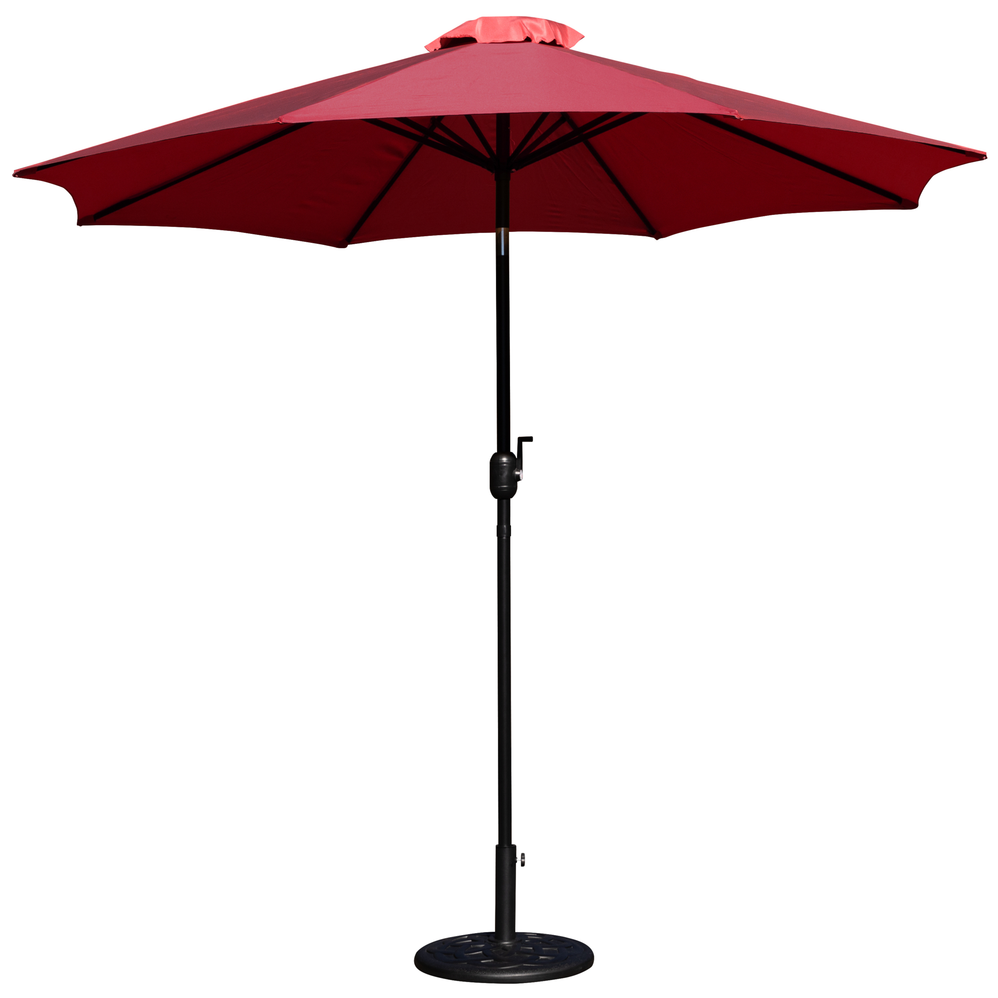 Flash Furniture, Red 9ft. Umbrella and Black Cement Base, 2 PC Set, Canopy Diameter 9 ft, Shape Octagon, Model GM402003UB19RED