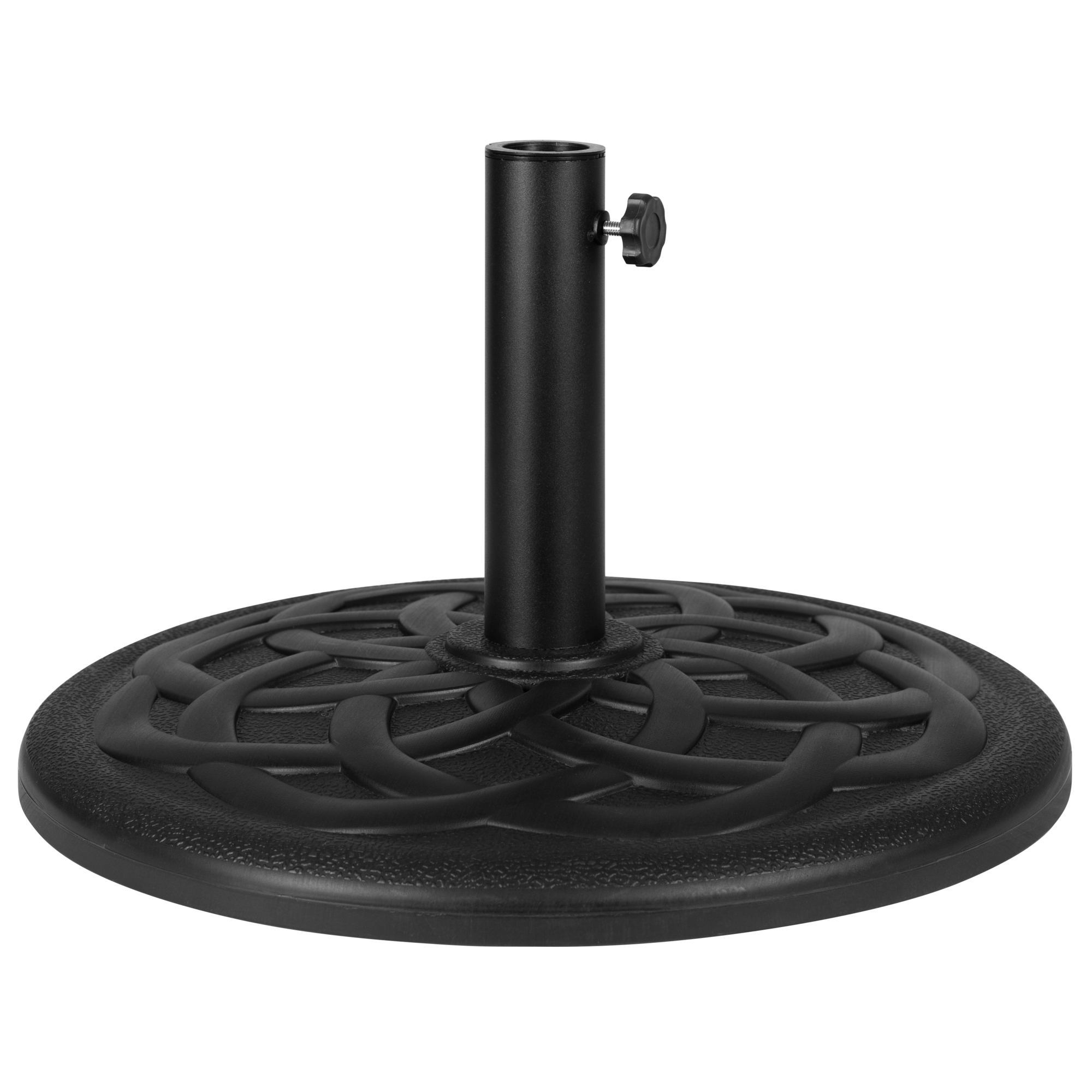 Flash Furniture, Black Universal Cement Patio Umbrella Base, Canopy Diameter 1.5 ft, Shape Round, Model GMUB19BZ