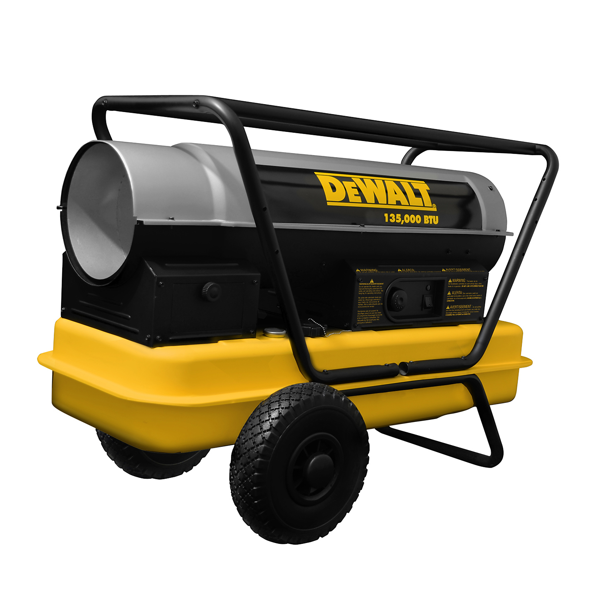 DEWALT, Forced Air Kerosene Job Site Heater, Heat Type Forced Air, Heat Output 135000 Btu/hour, Heating Capability 3500 ftÂ², Model F340690