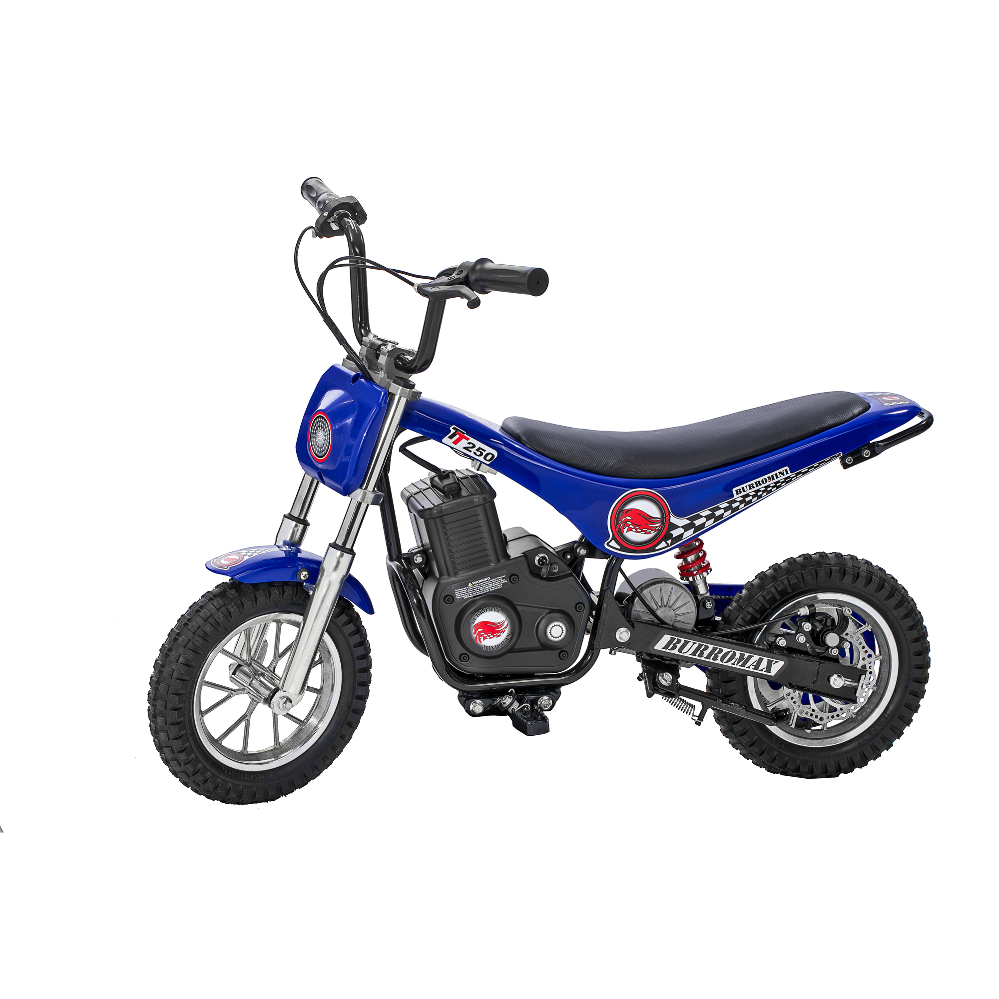 Burromax, Electric Mini Bike, 250W Motor, Blue Checkered Flag, Model TT250