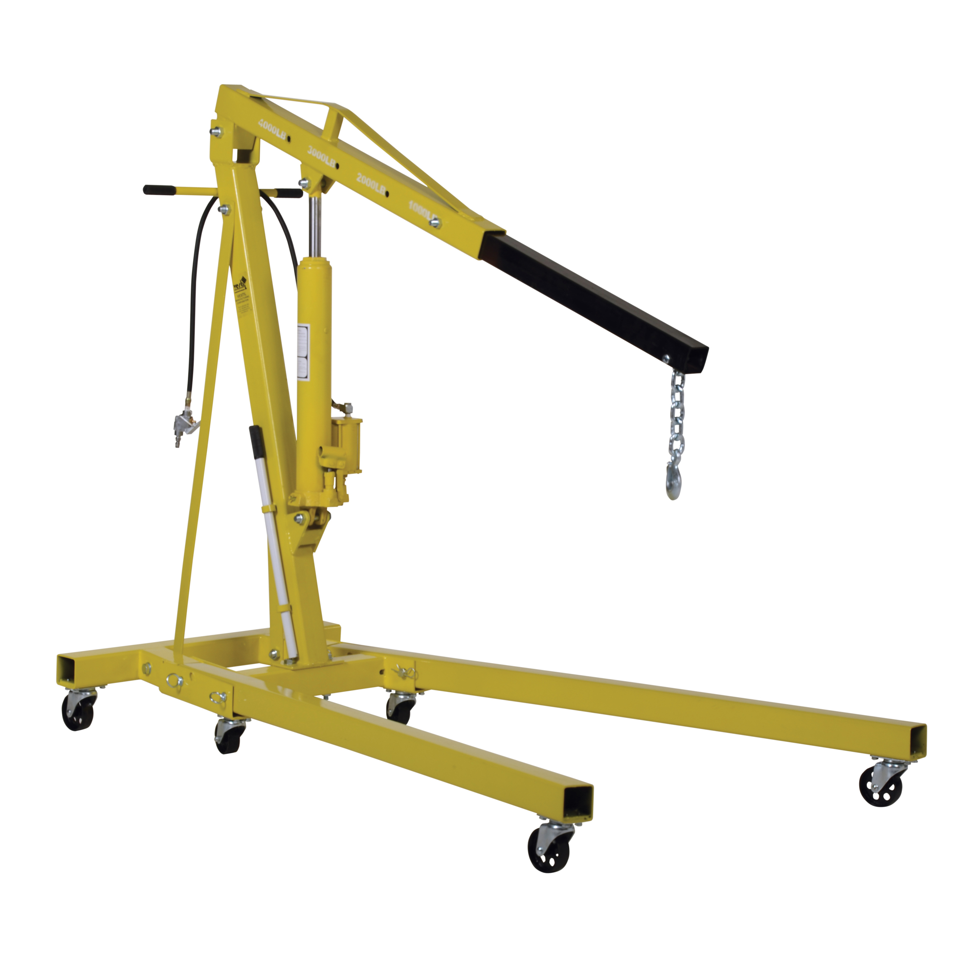 Vestil, Air/Hand hydraulic shop crane 4k, Mount Type Floor, Capacity 4000 lb, Overall Boom Length 72 in, Model EHN-40-C-AH