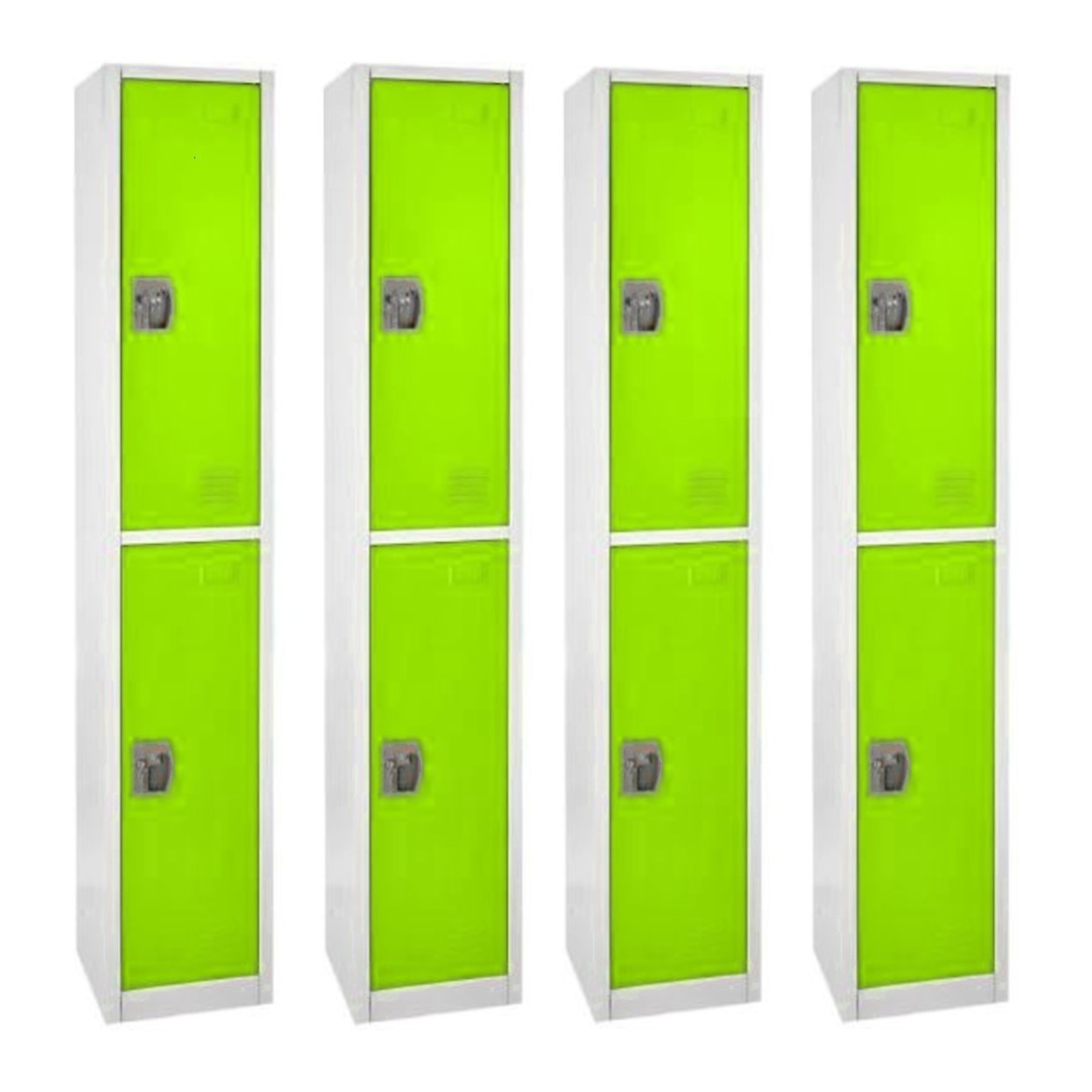 Alpine, 72Inch H 2-Tier Steel Storage Locker, Green, 4-Pack, Height 72 in, Width 12 in, Color Green, Model ADI629-202-GRN-4PK