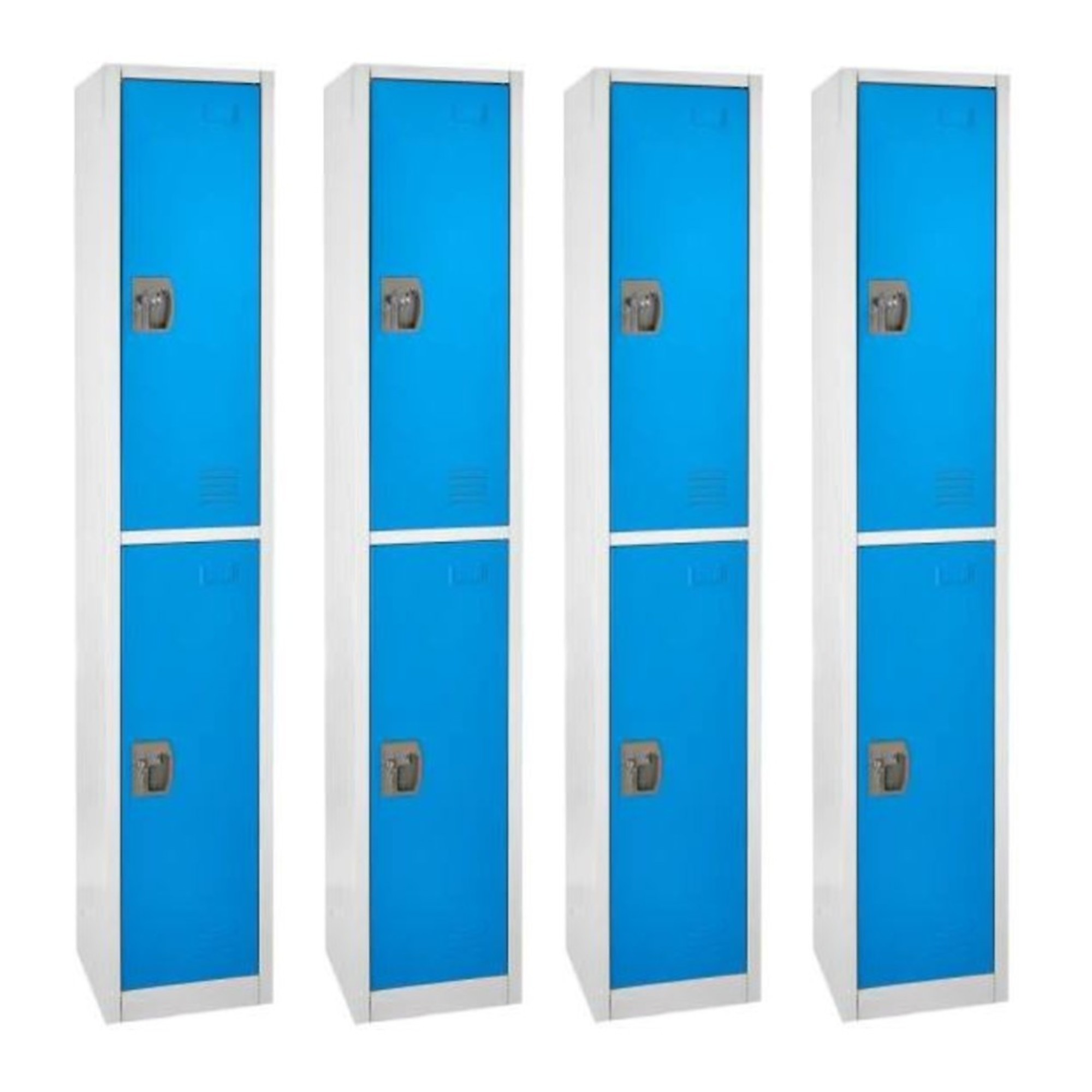 Alpine, 72Inch H 2-Tier Steel Storage Locker, Blue, 4-Pack, Height 72 in, Width 12 in, Color Blue, Model ADI629-202-BLU-4PK