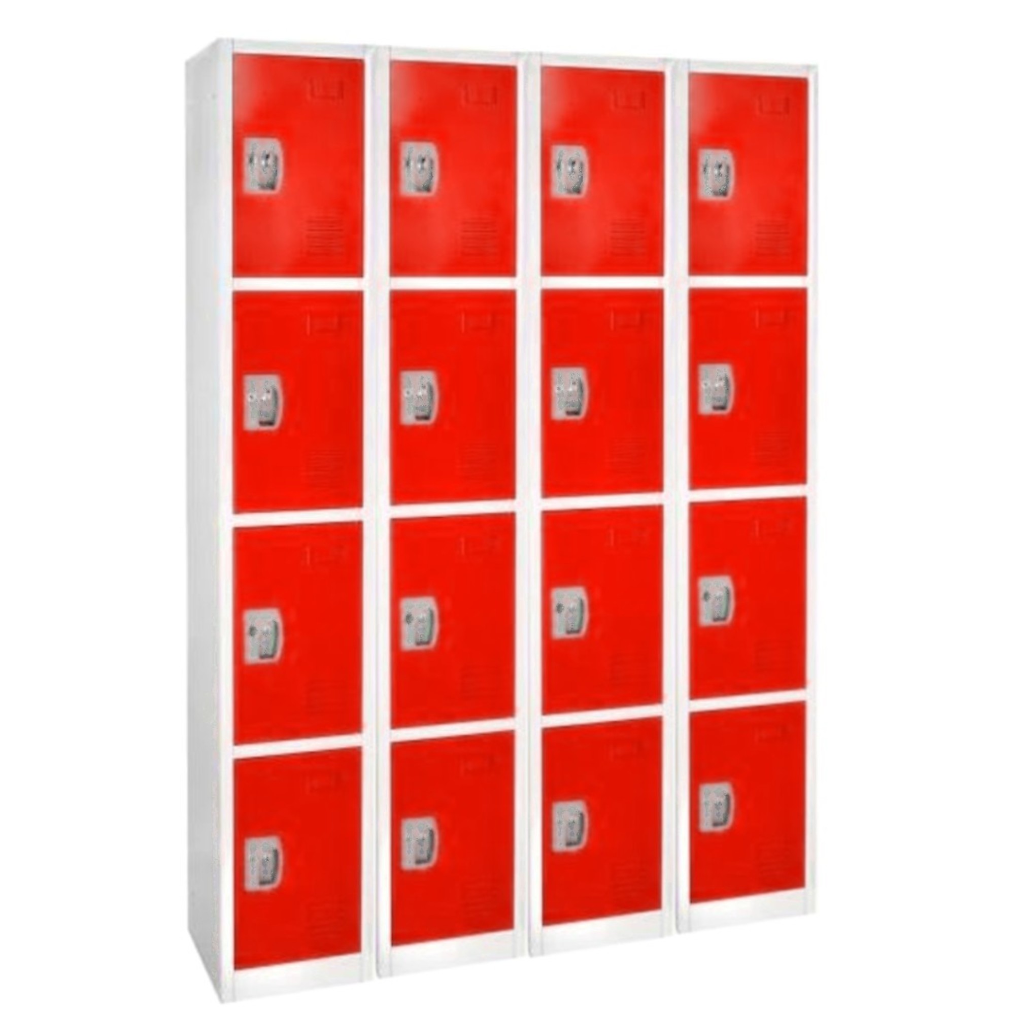 Alpine, 72Inch H 4-Tier Steel Storage Locker, Red, Height 72 in, Width 12 in, Color Red, Model ADI629-204-RED