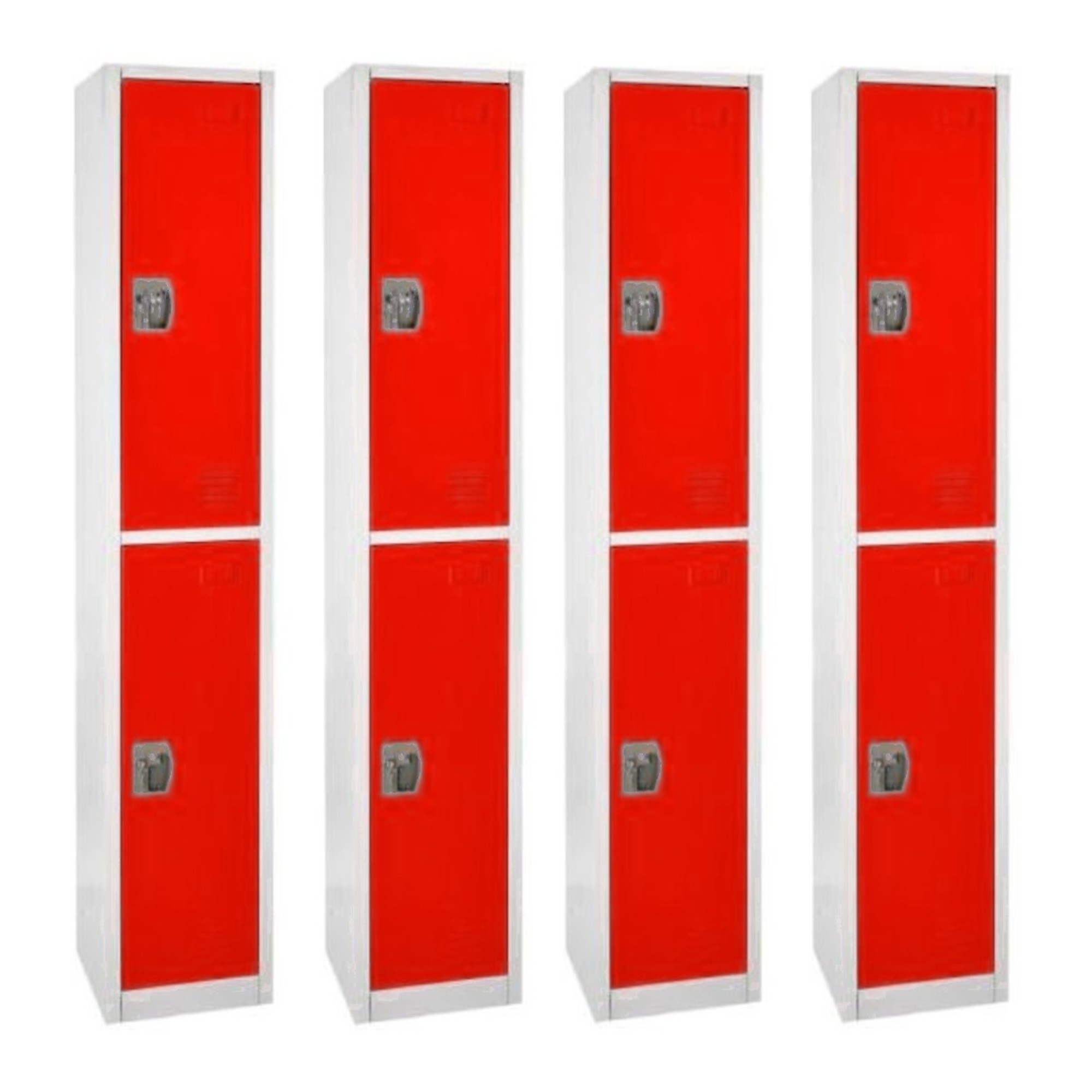 Alpine, 72Inch H 2-Tier Steel Storage Locker, Red, 4-Pack, Height 72 in, Width 12 in, Color Red, Model ADI629-202-RED-4PK