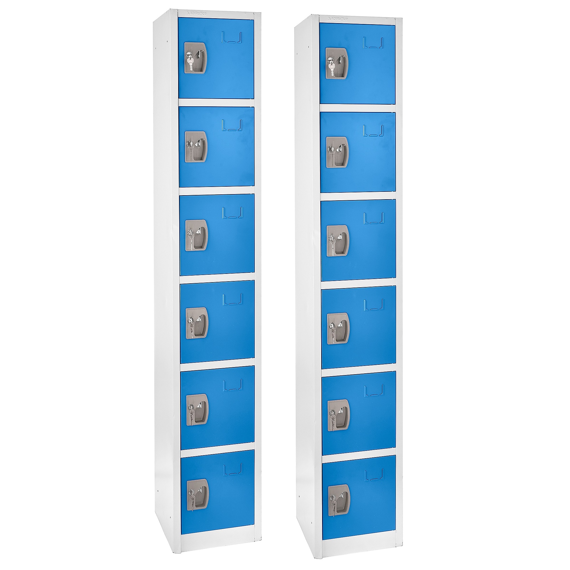 Alpine, 72Inch H 6-Tier Steel Storage Locker, Blue, 2-Pack, Height 72 in, Width 12 in, Color Blue, Model ADI629-206-BLU-2PK