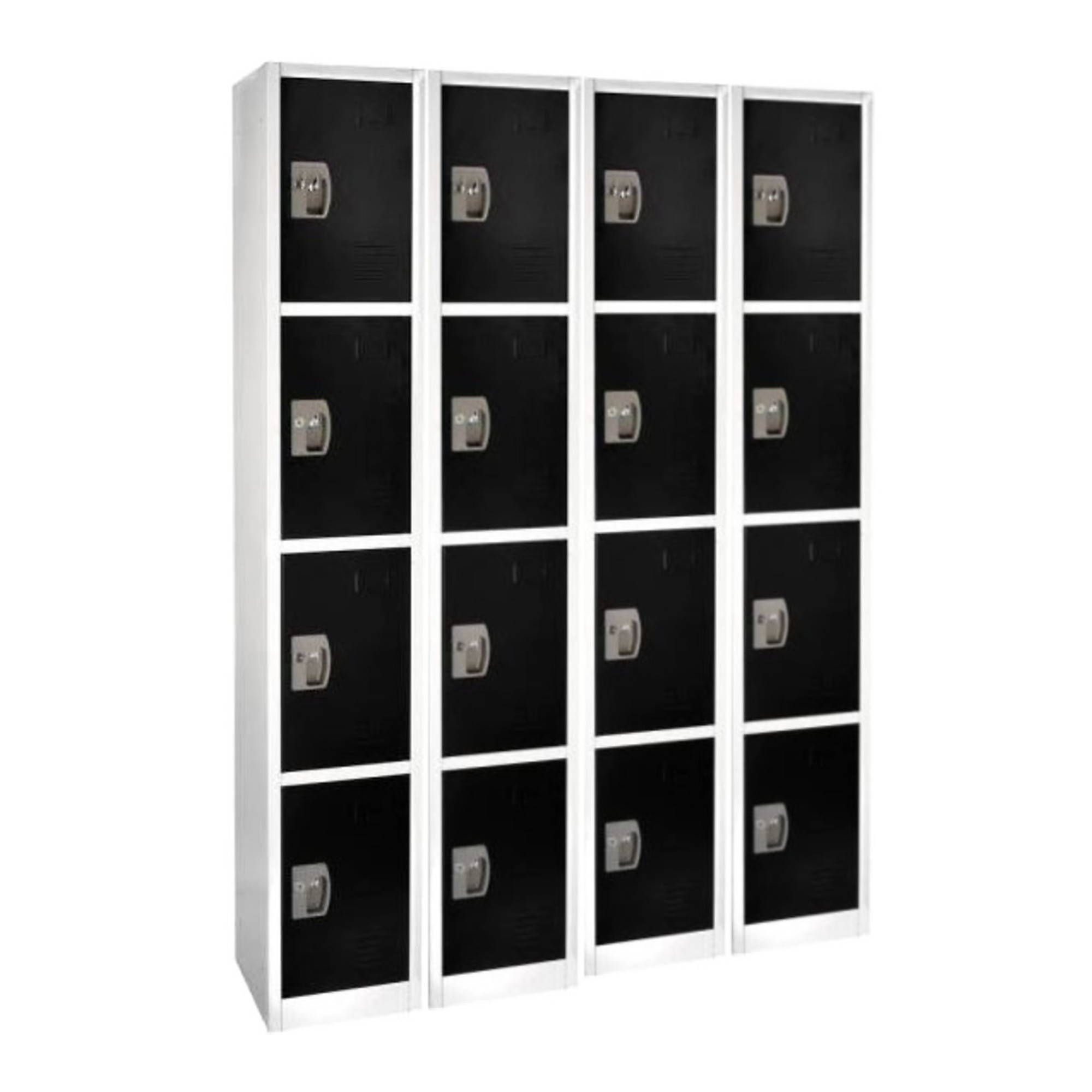 Alpine, 72Inch H 4-Tier Steel Storage Locker, Black, 4-Pack, Height 72 in, Width 12 in, Color Black, Model ADI629-204-BLK-4PK