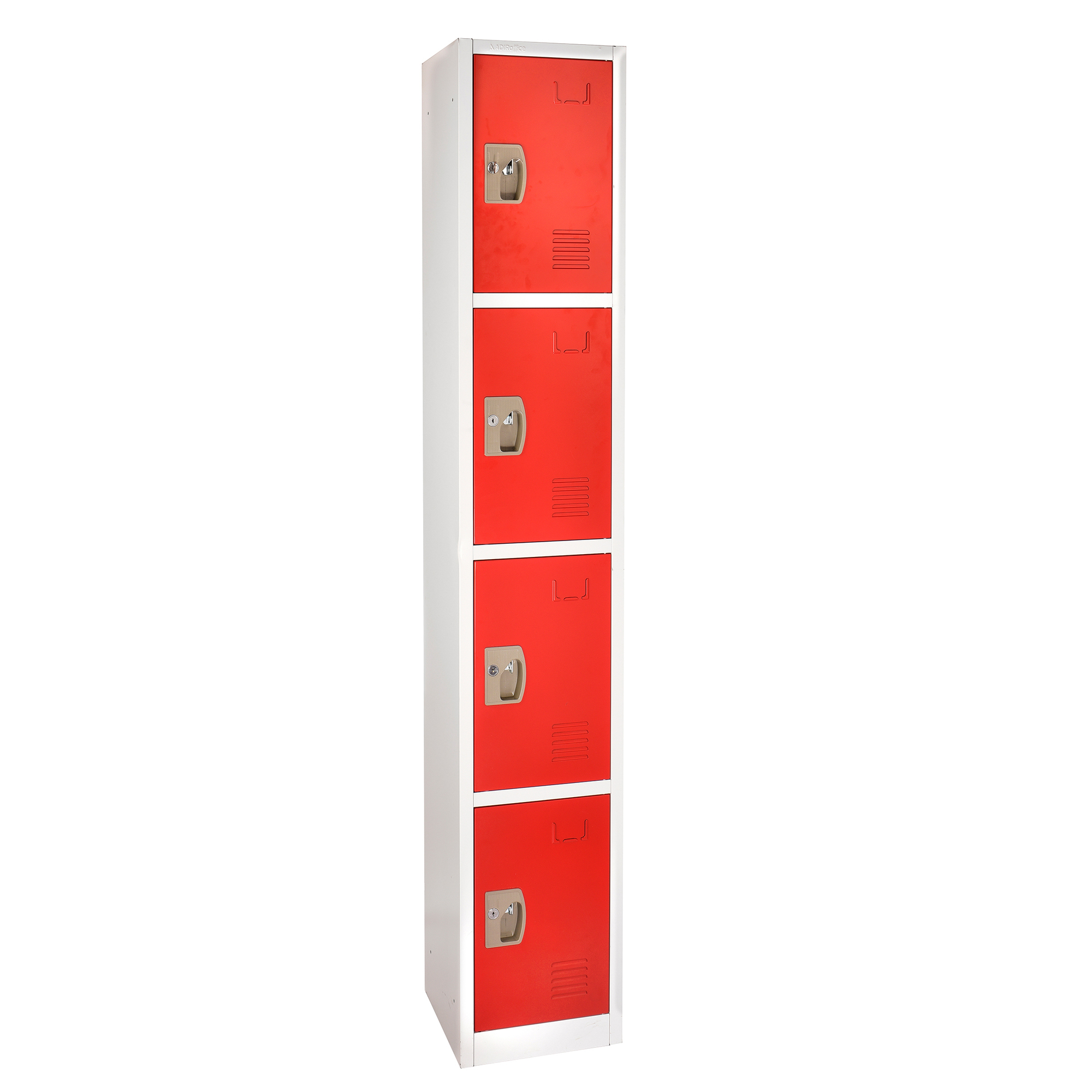 Alpine, 72Inch H 4-Tier Steel Storage Locker, Red, 2-Pack, Height 72 in, Width 12 in, Color Red, Model ADI629-204-RED-2