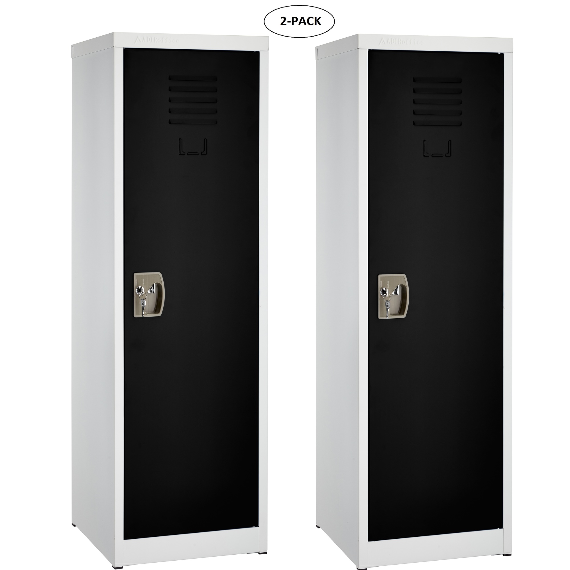 Alpine, 48ft.' Single Tier Locker for Kids - Black, 2-Pack, Height 48 in, Width 15 in, Color Black, Model ADI629-01-BLK-PKG-2