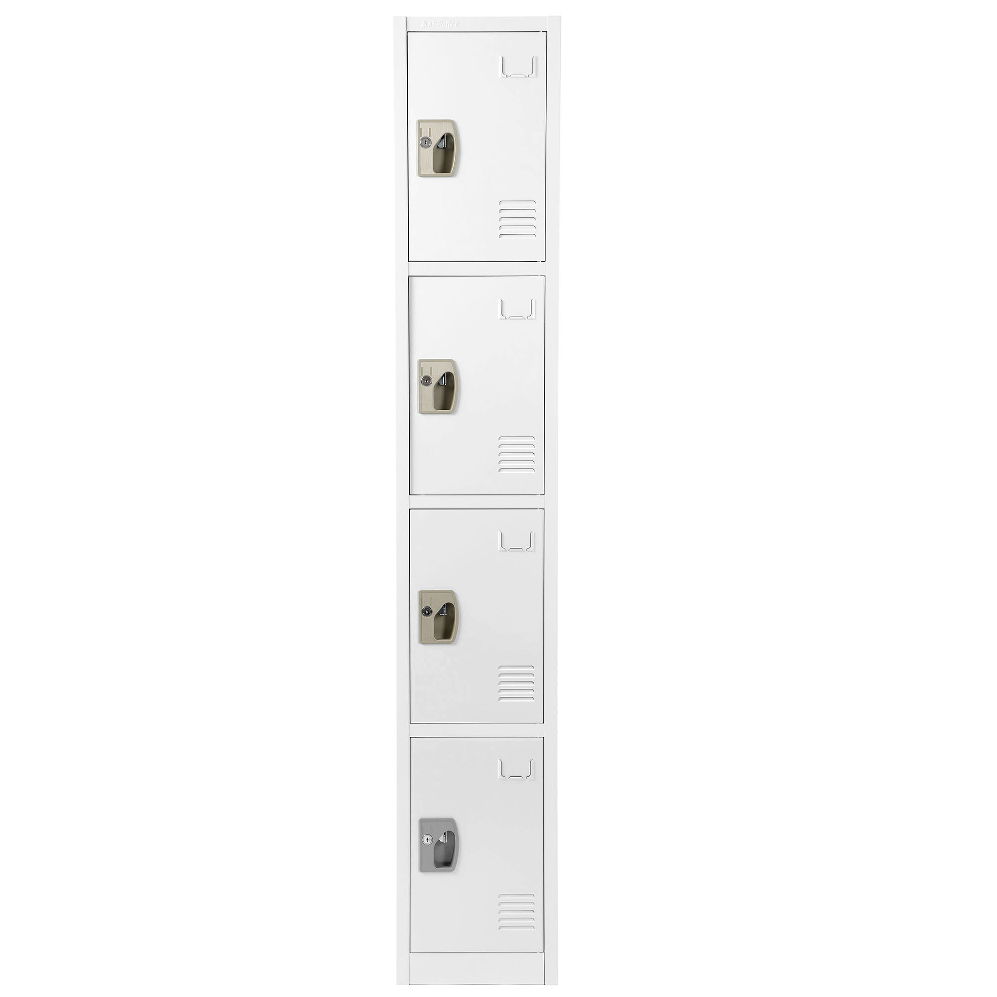 Alpine, 72Inch H 4-Tier Steel Storage Locker, White, Height 72 in, Width 12 in, Color White, Model ADI629-204-WHI