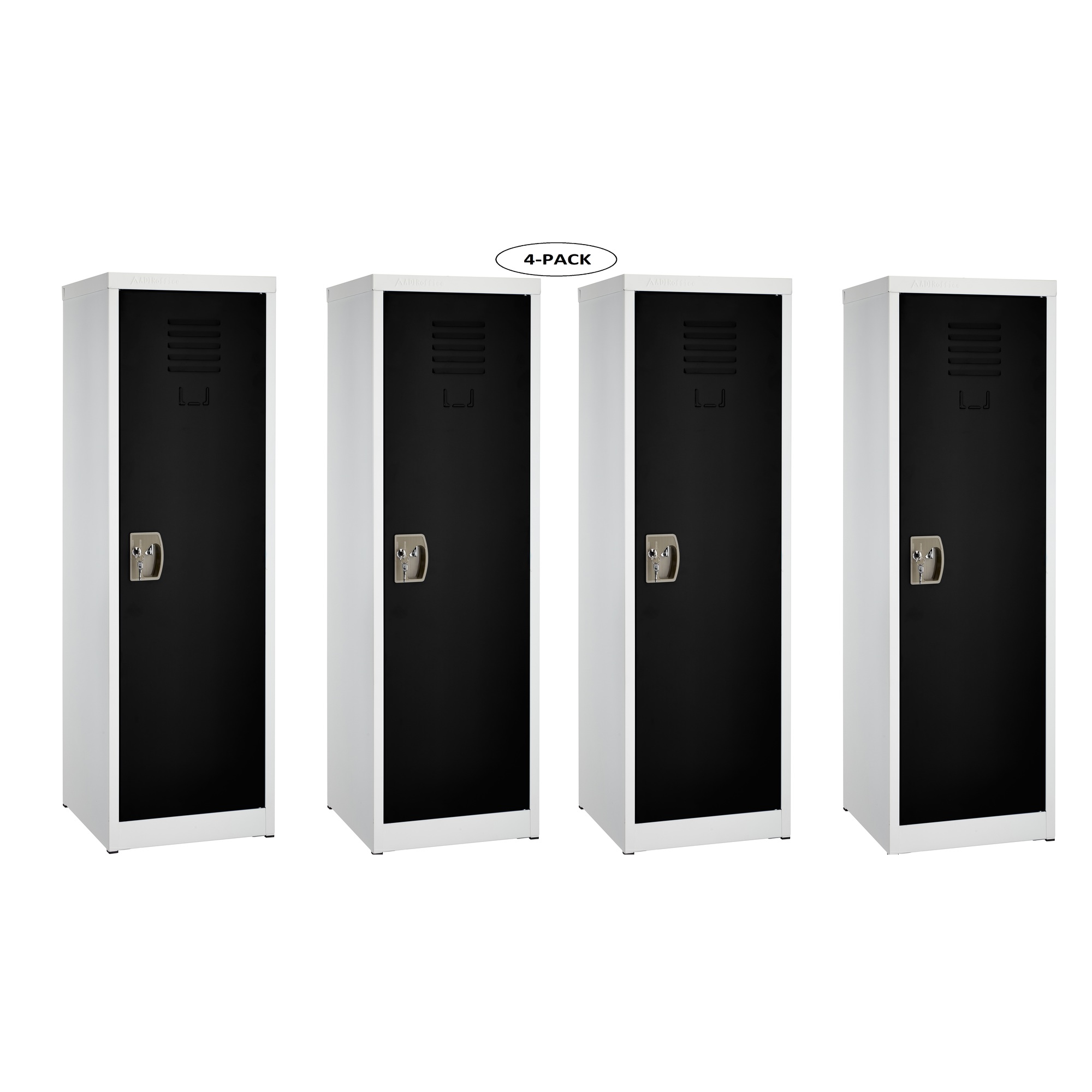 Alpine, 48ft.' Single Tier Locker for Kids - Black, 4-Pack, Height 48 in, Width 15 in, Color Black, Model ADI629-01-BLK-PKG-4