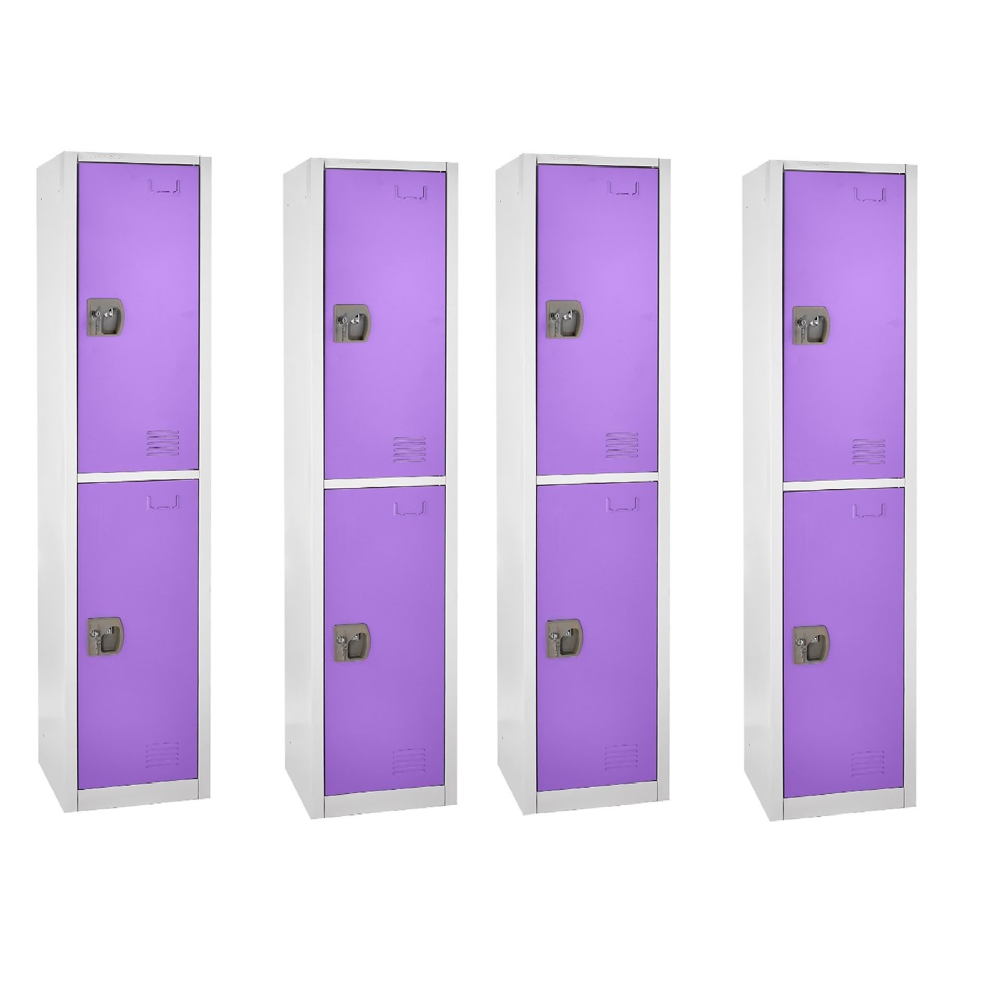 Alpine, 72Inch H 2-Tier Steel Locker, Purple, 4-Pack, Height 72 in, Width 12 in, Color Purple, Model ADI629-202-PUR-4PK