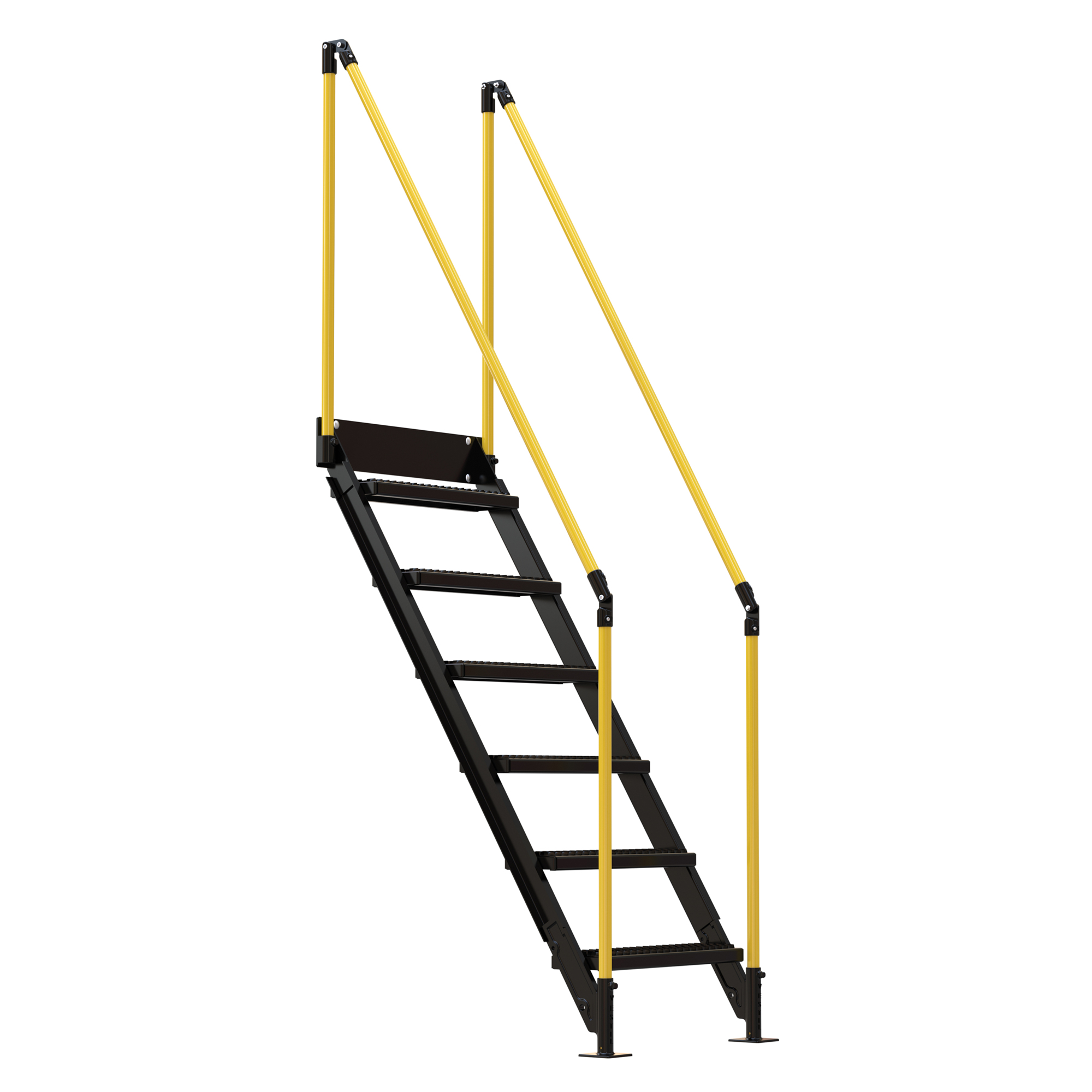 Vestil, Work platform stairs 6 steps 70Inch tall, Capacity 500 lb, Steps (qty.) 6 Model PWPS-ST-6-70-BKYL