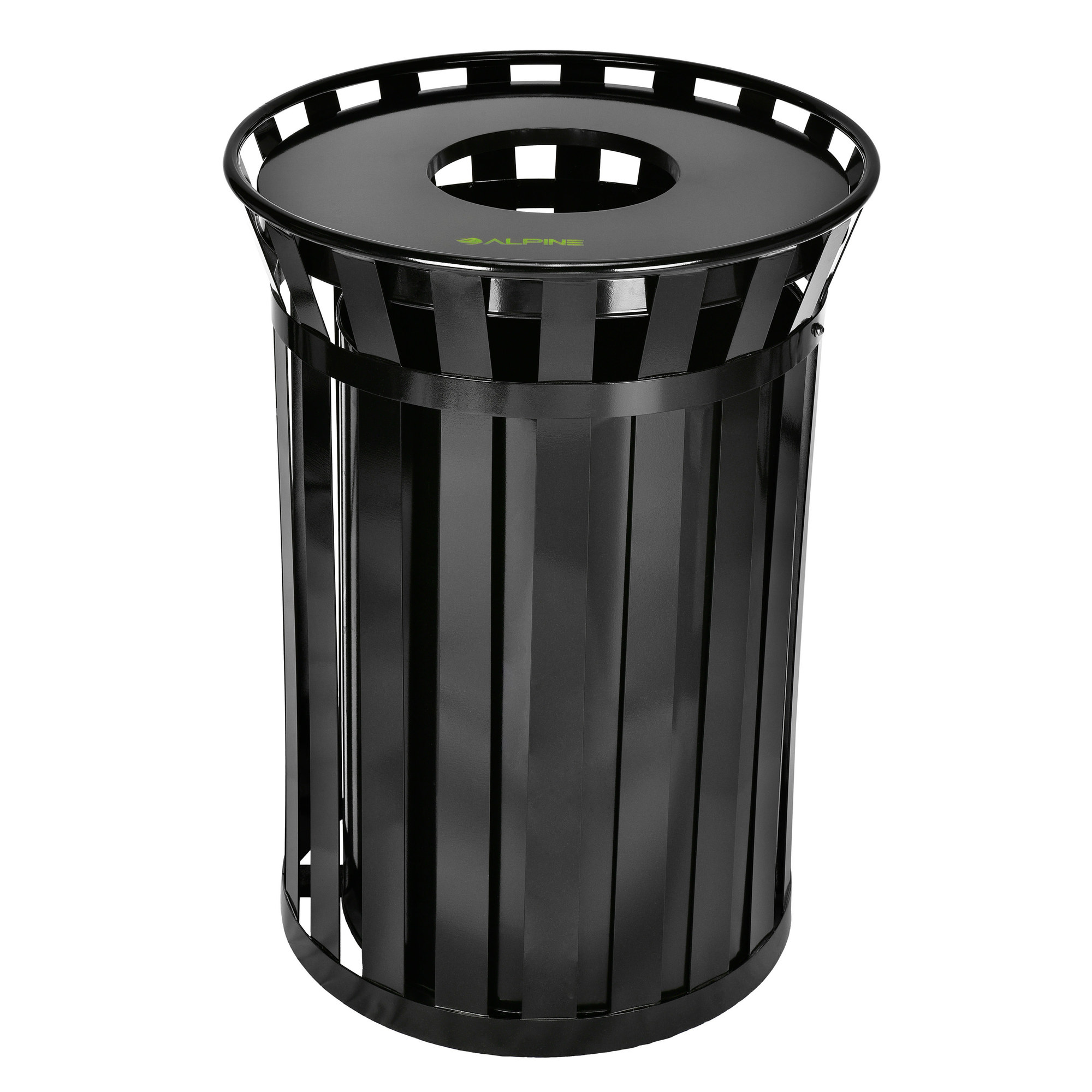 Alpine, Outdoor Metal Waste Receptacle - 38 Gallon Black, Capacity 38 Gal, Model ALP479-38