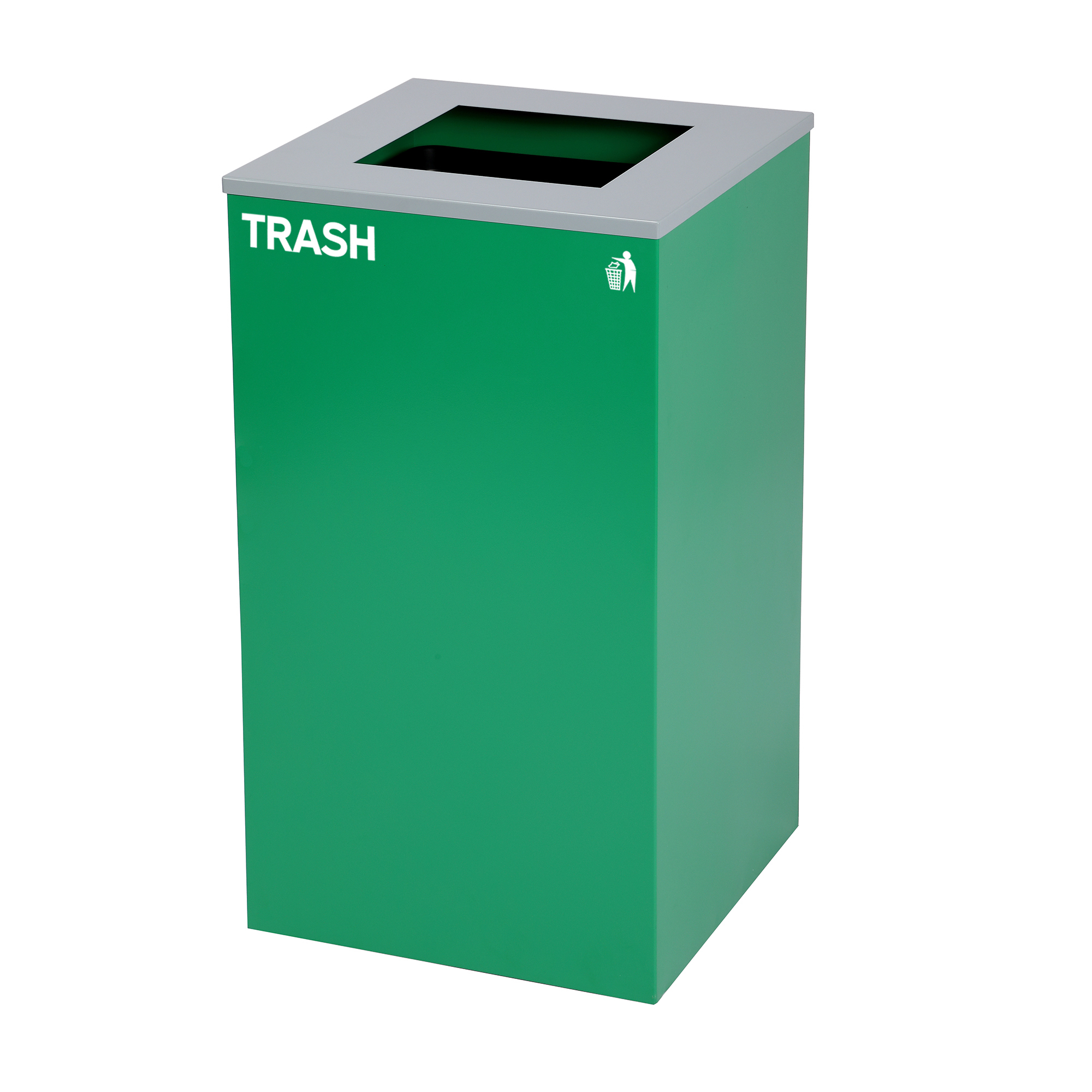 Alpine, 29-Gallon Square Metal Trash Can, Green Bin, Capacity 29 Gal, Model ALP4450-KIT-GRN-S-TR