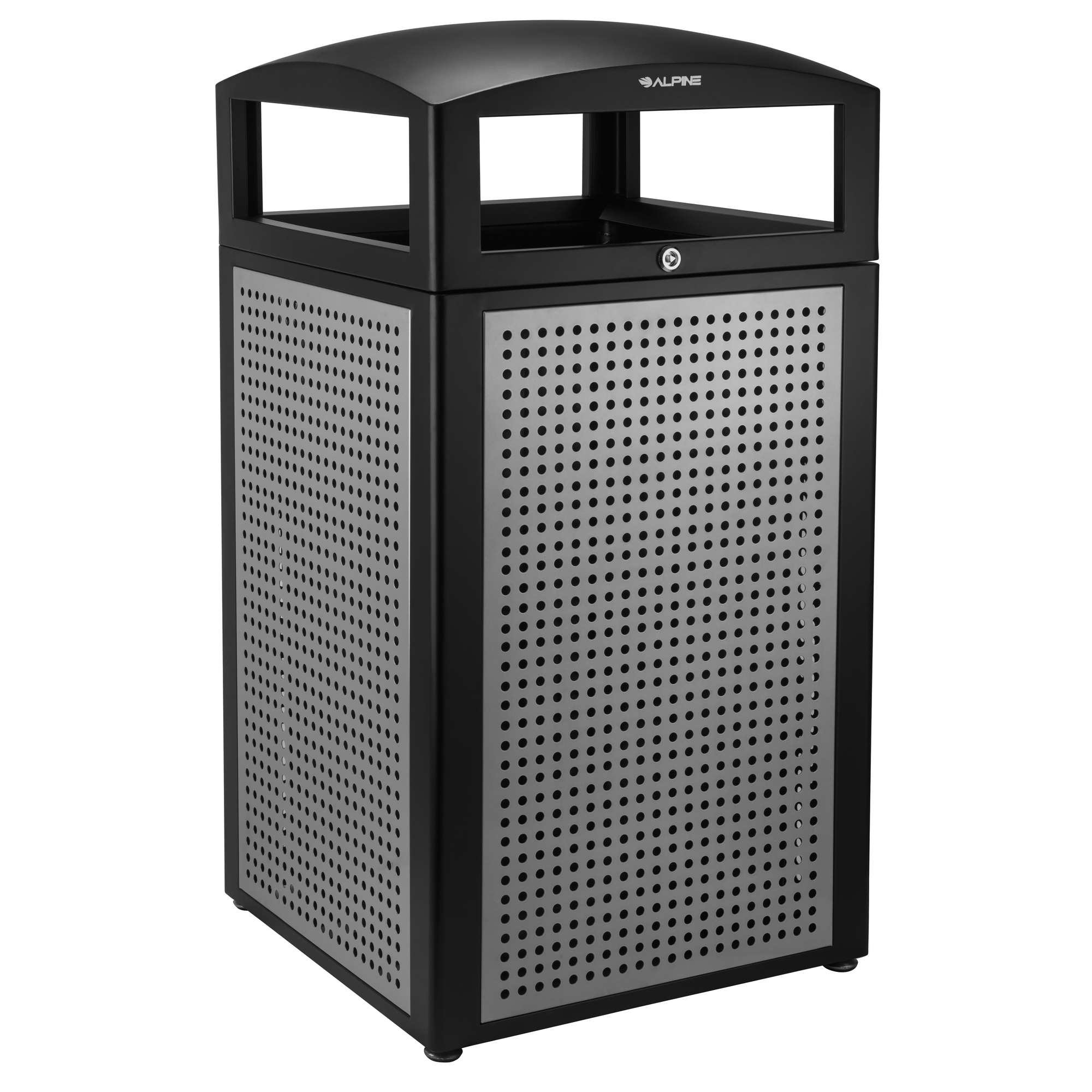 Alpine, 40-Gallon Outdoor Trash Can With Steel Panels, Capacity 40 Gal, Model ALP471-40-SIL