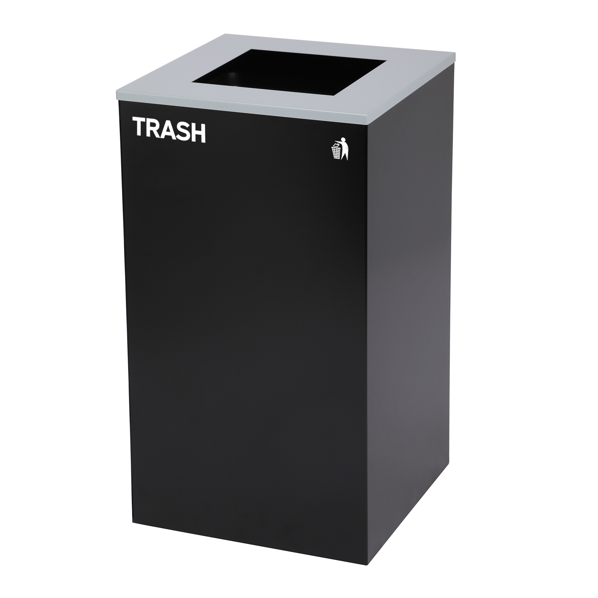 Alpine, 29-Gallon Square Metal Trash Can, Black Bin, Capacity 29 Gal, Model ALP4450-KIT-BLK-S-TR