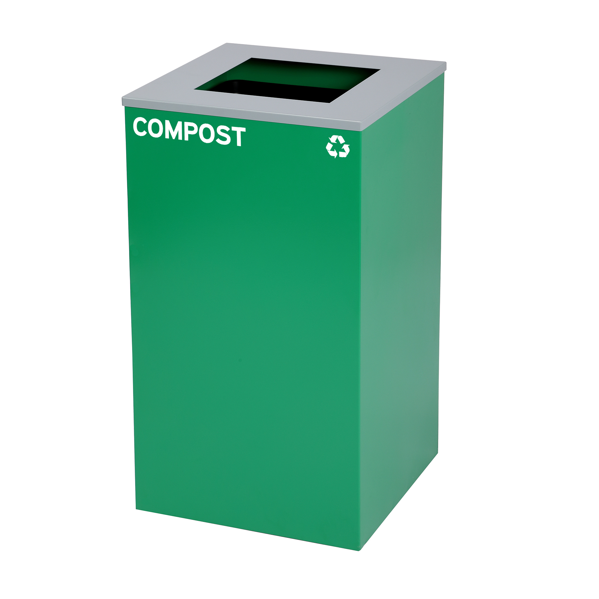 Alpine, 29-Gallon Square Metal Trash Can, Green Bin, Capacity 29 Gal, Model ALP4450-KIT-GRN-S-COM