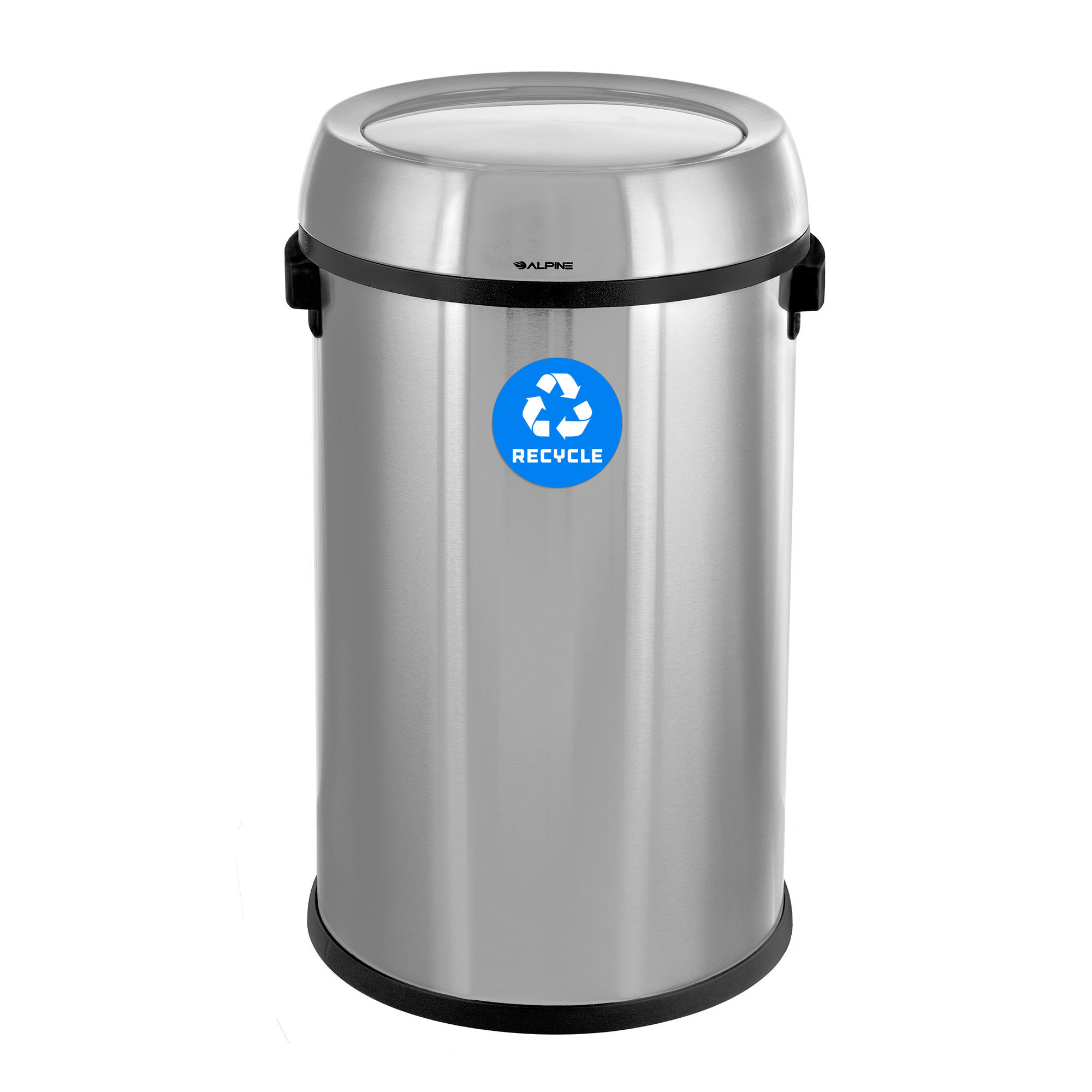 Alpine, 17-Gallon Stainless Steel Recycling Trash Can, Capacity 17 Gal, Model ALP470-65L-1-R