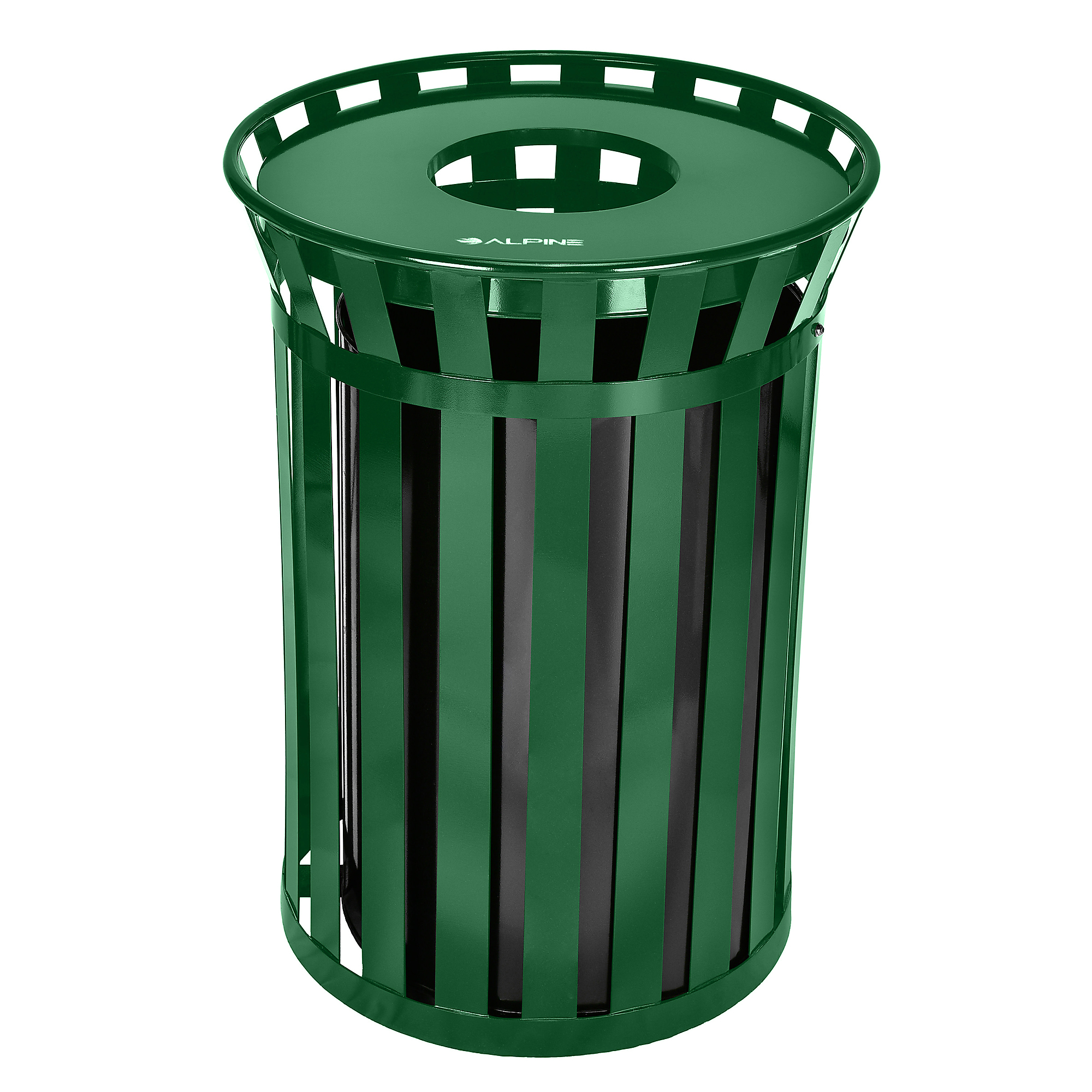 Alpine, 38 Gallon Outdoor Metal Recycling Waste Receptacle, Capacity 38 Gal, Model ALP479-38-GRN