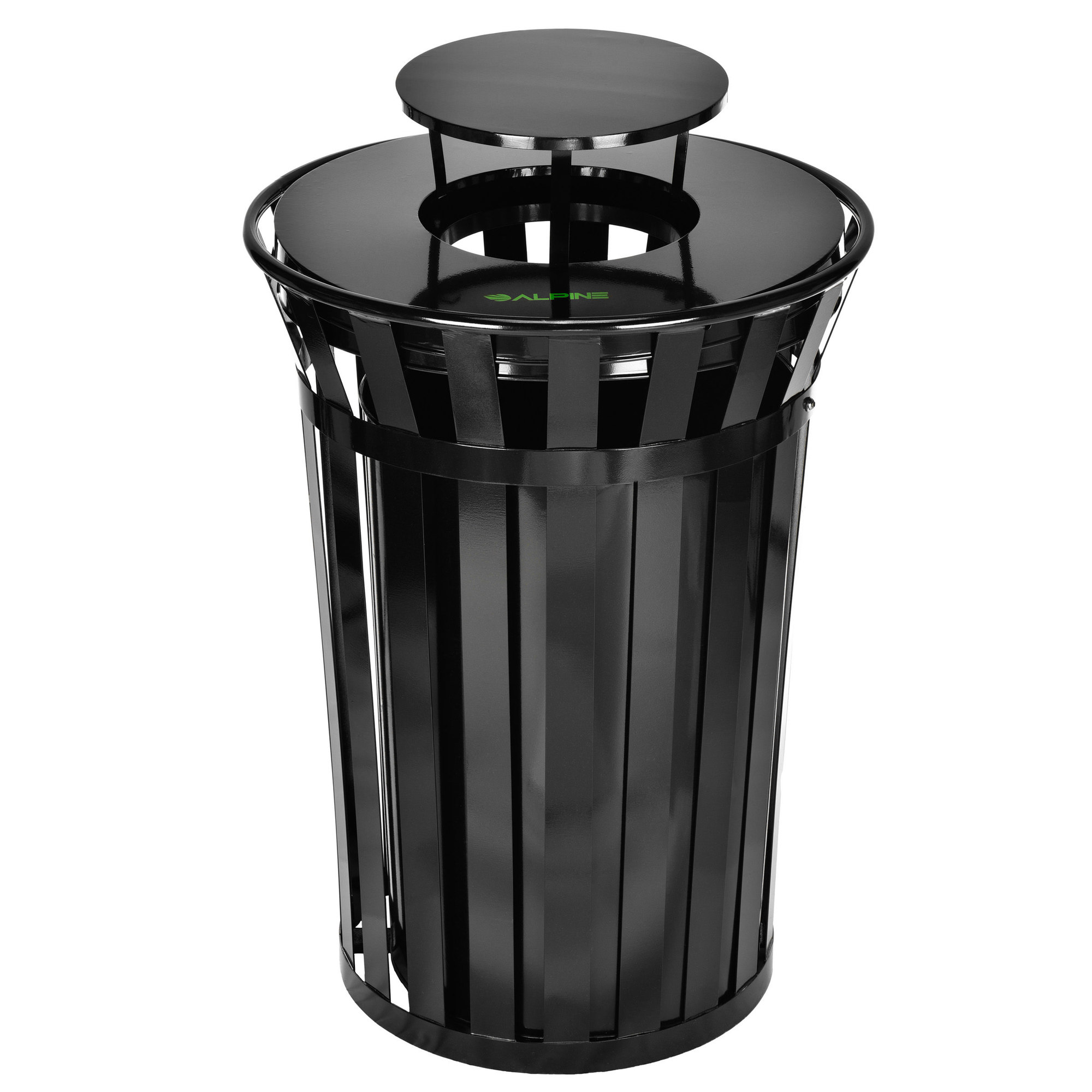 Alpine, 38 Gallon Outdoor Metal Trash Can With Rain Bonnet, Capacity 38 Gal, Model ALP479-38-1