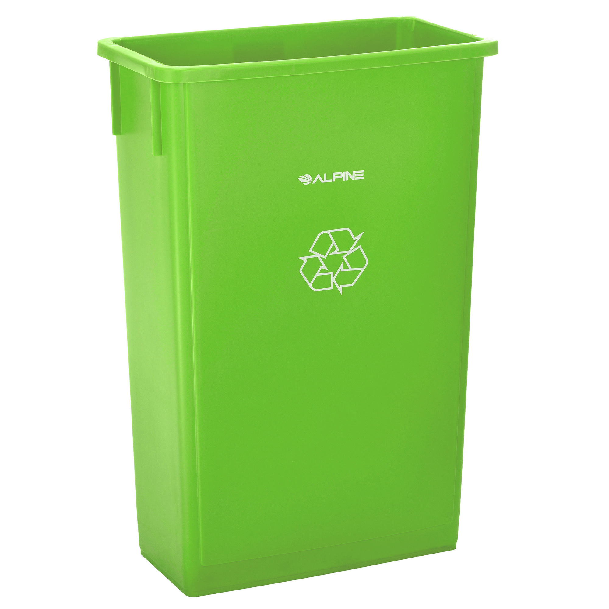 Alpine, 23 Gallon Slim Green Waste Receptacle Trash Can, Capacity 23 Gal, Model ALP477-LGRN