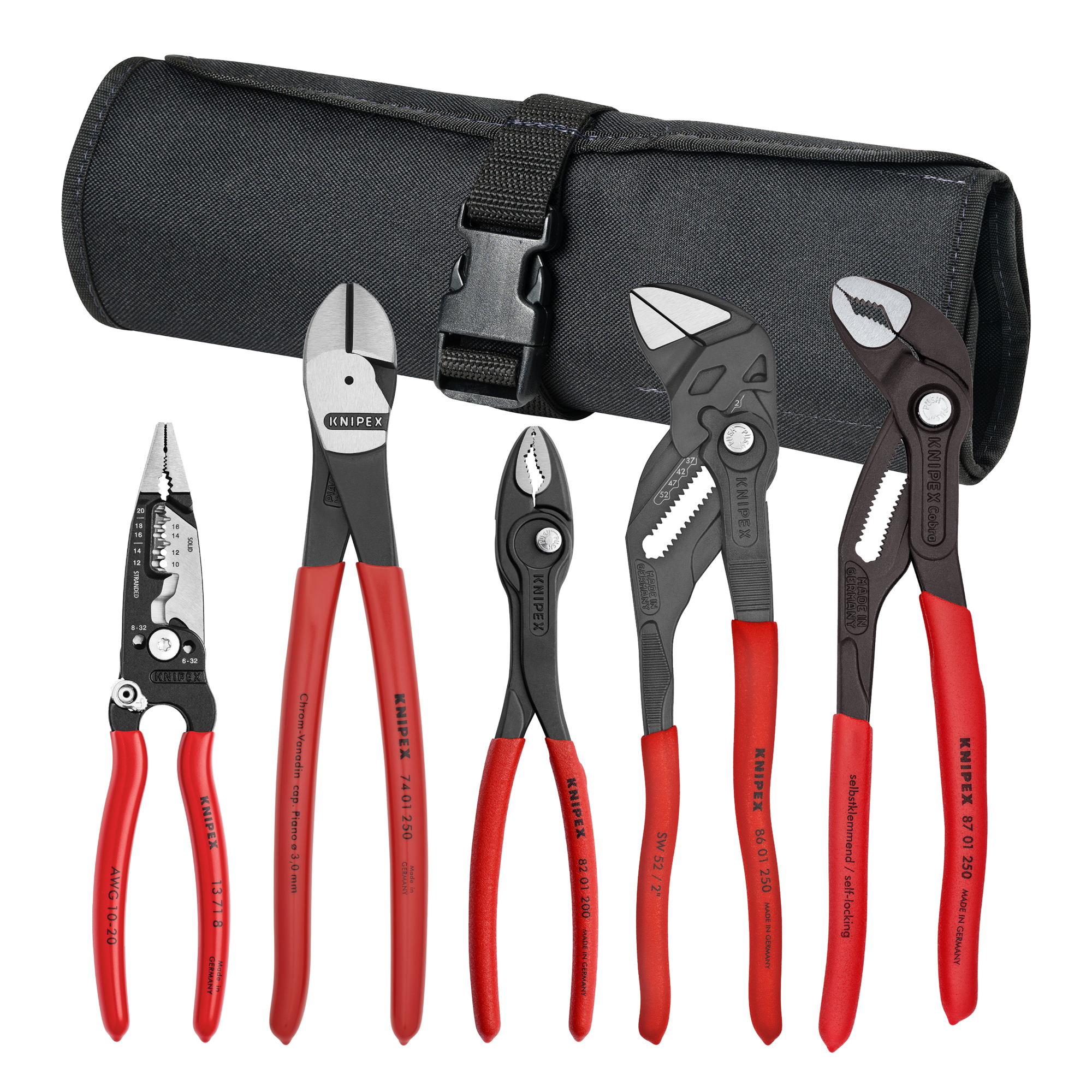 KNIPEX, Core Pliers Set in Tool Roll, 5 Pc, Pieces (qty.) 5 Material Steel, Model 9K 00 80 150 US