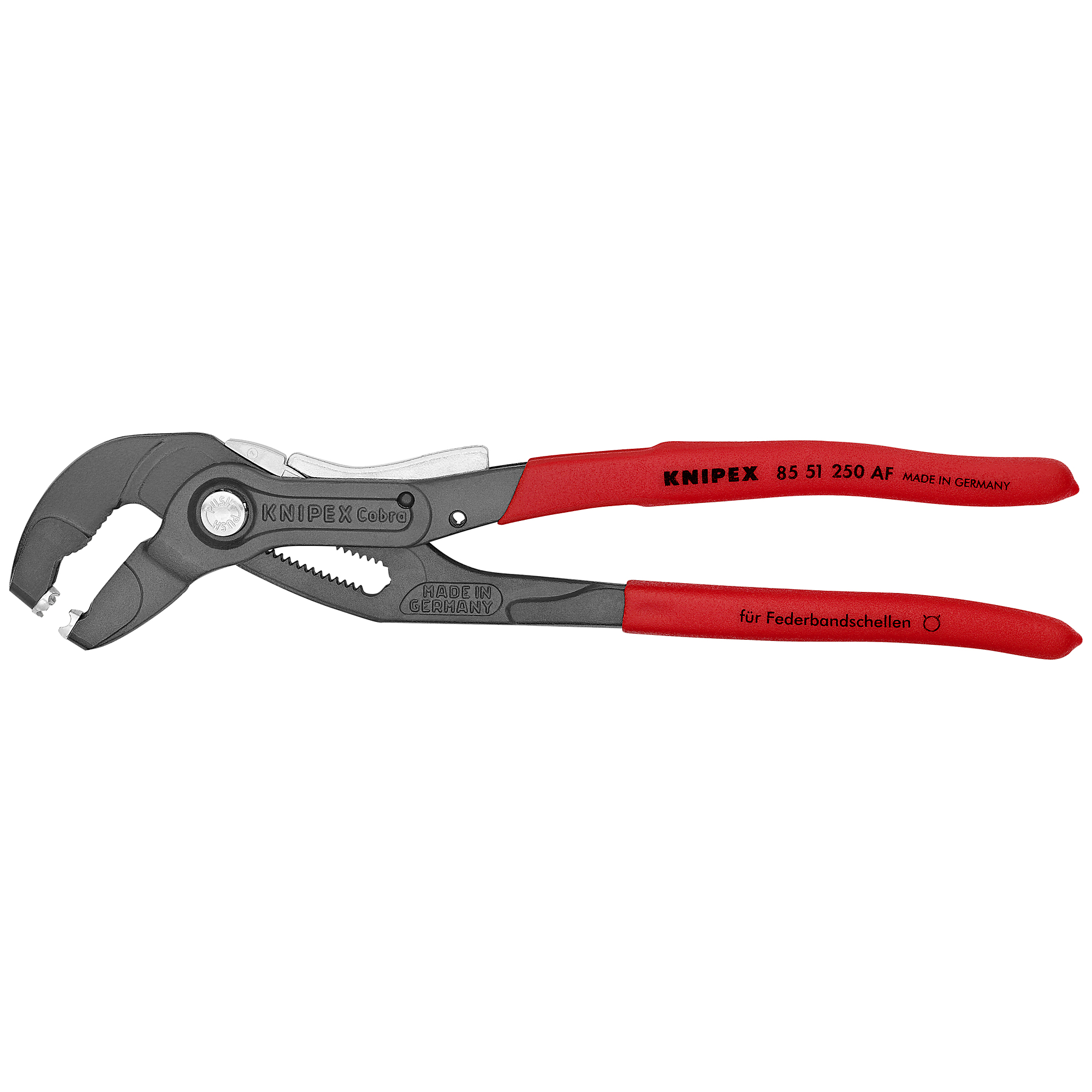 KNIPEX, Spring Hose Clamp Pliers-Locking Device, Bulk,10Inch, Pieces (qty.) 1 Material Steel, Jaw Capacity 2.75 in, Model 85 51 250 AF