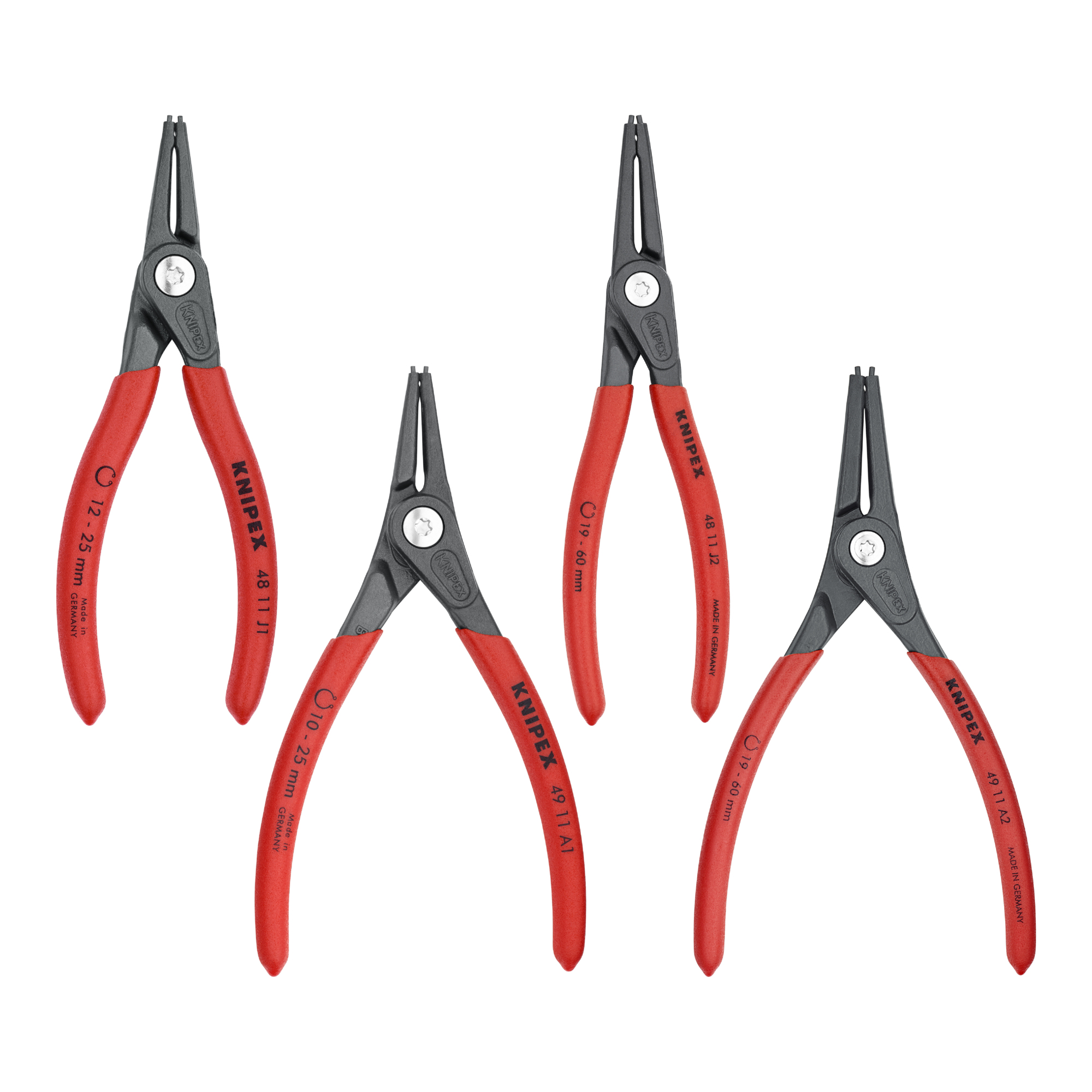 KNIPEX, Precision Snap Ring Pliers Set, 4 Pc, Pieces (qty.) 4 Material Steel, Model 00 20 03 SB