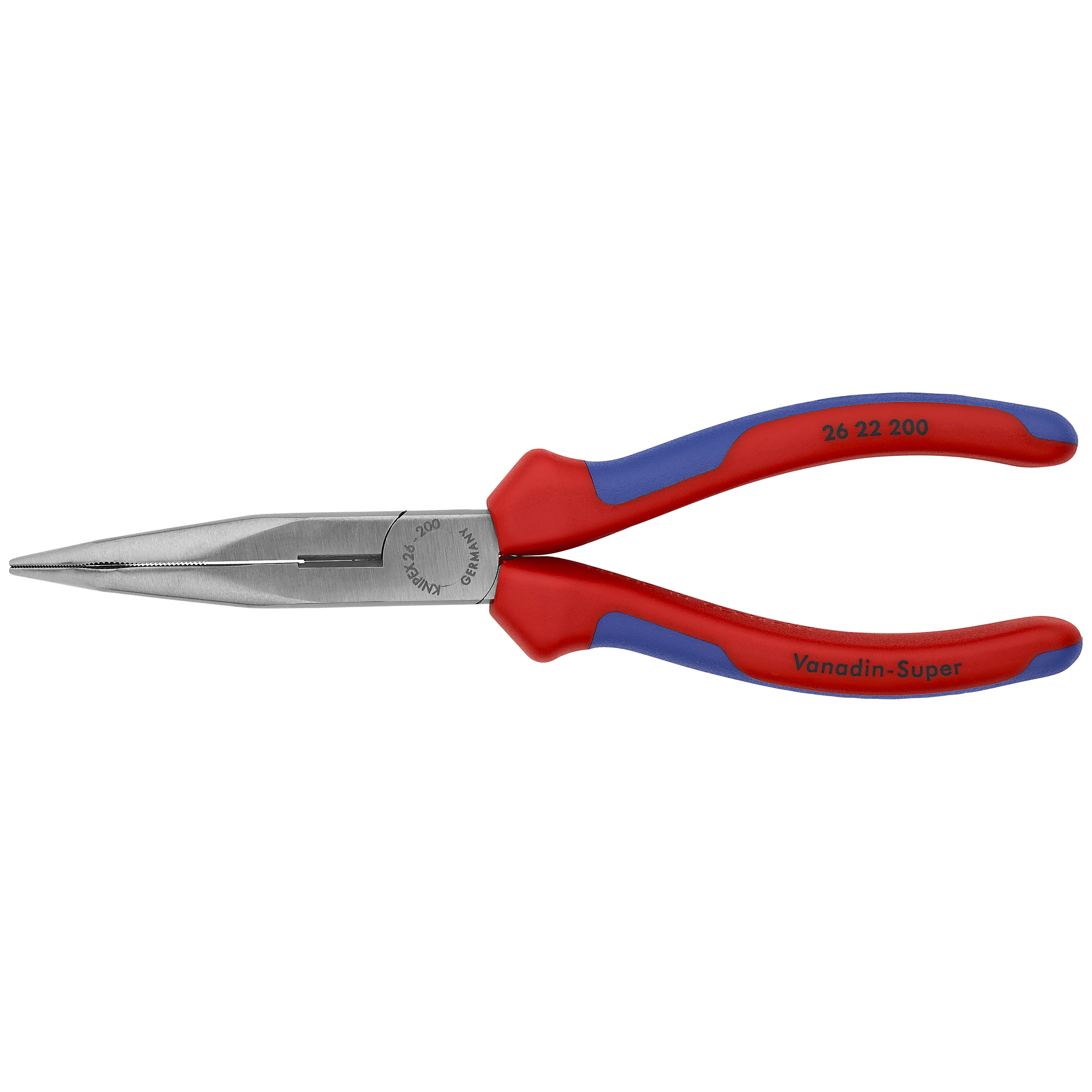 KNIPEX, Long Nose 40Â° Angled Pliers w/Cutter, Bulk, 8Inch, Pieces (qty.) 1 Material Steel, Jaw Capacity 0.125 in, Model 26 22 200