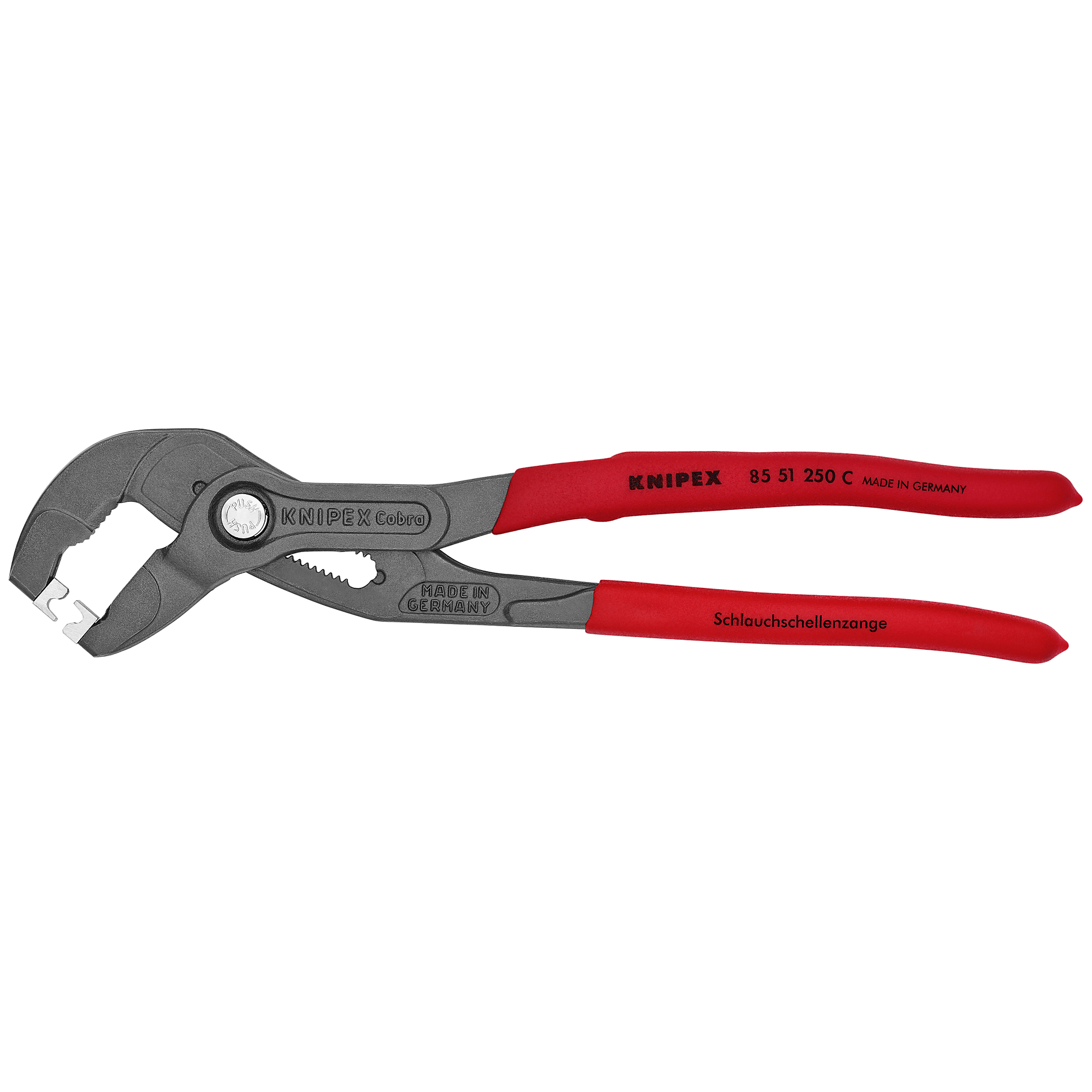 KNIPEX, Hose Clamp Pliers for Click Clamps, Bulk, 10Inch, Pieces (qty.) 1 Material Steel, Jaw Capacity 2.75 in, Model 85 51 250 C