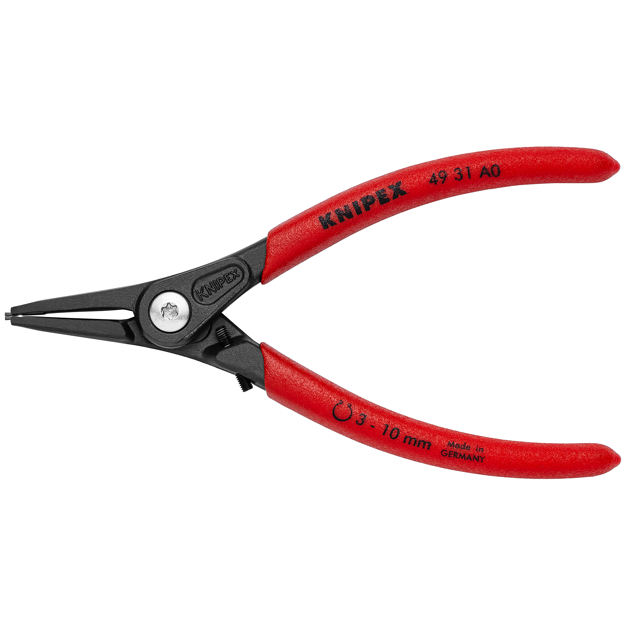 KNIPEX, Ext Prec. Snap Ring Plrs-Limiter, 1/32 tip, 5.75Inch, Pieces (qty.) 1 Material Steel, Model 49 31 A0