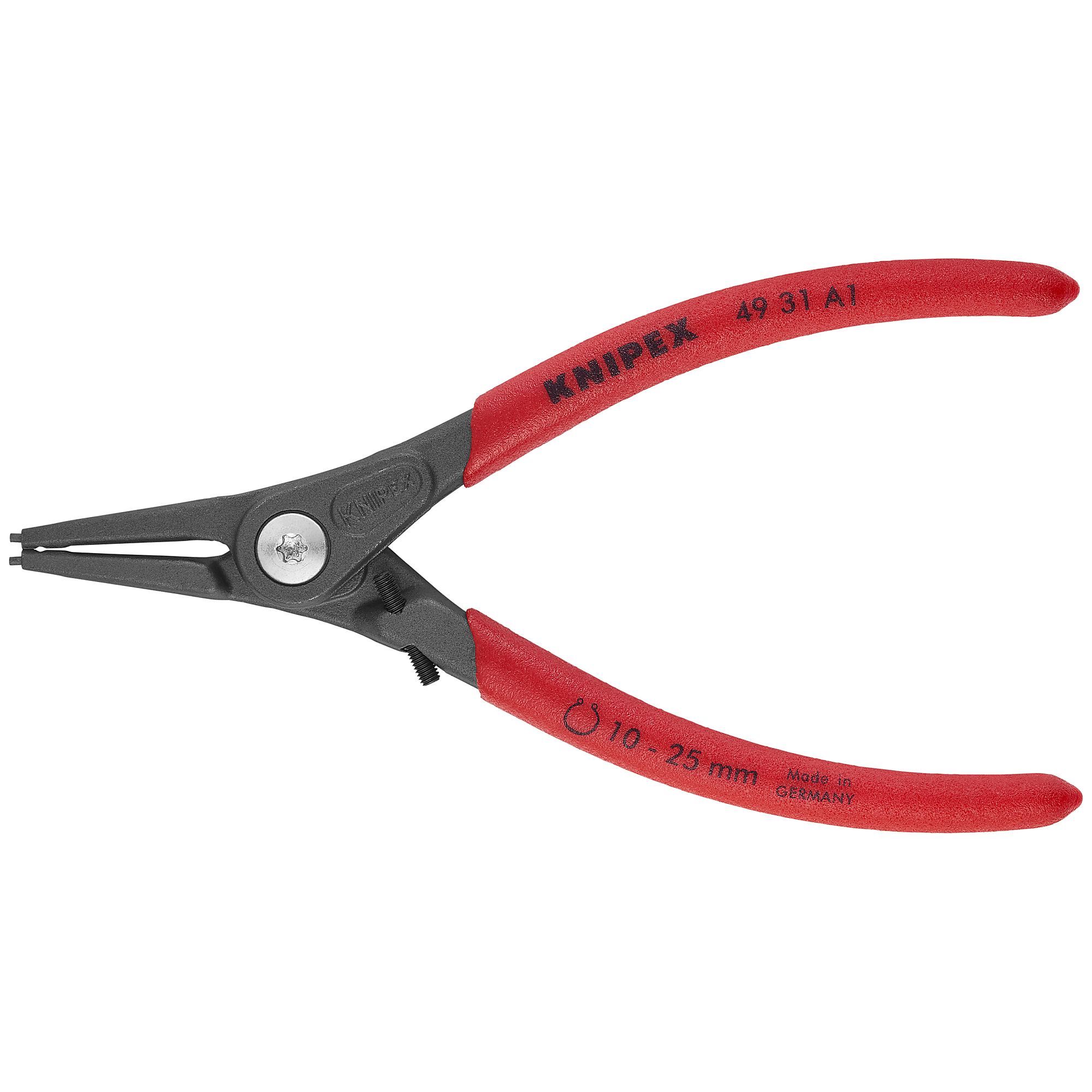 KNIPEX, Ext Prec. Snap Ring Plrs-Limiter, 3/64 tip, 5.5Inch, Pieces (qty.) 1 Material Steel, Model 49 31 A1