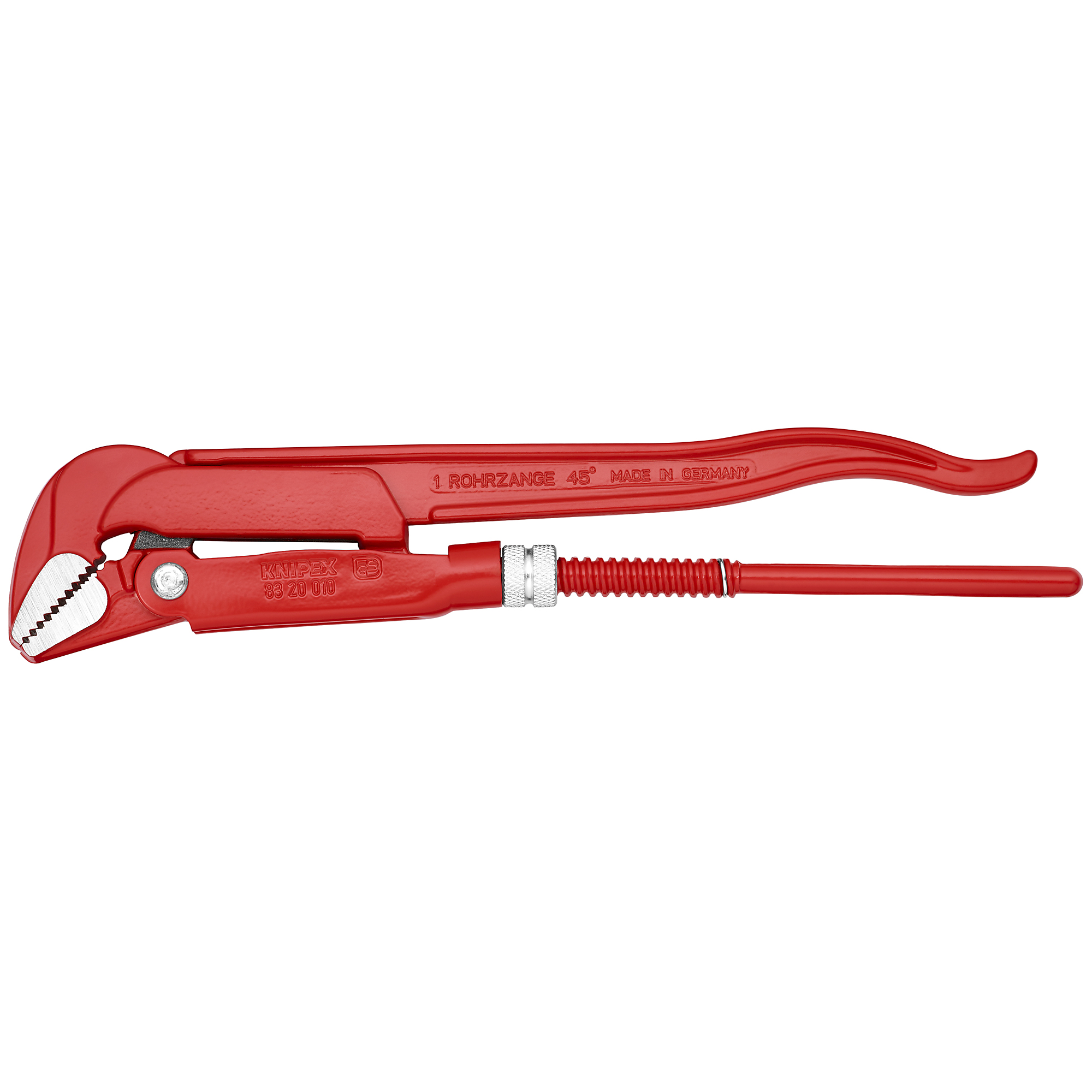 KNIPEX, Swedish Pipe Wrench-45Â°, 12.25Inch, Pieces (qty.) 1 Material Steel, Jaw Capacity 1.66 in, Model 83 20 010