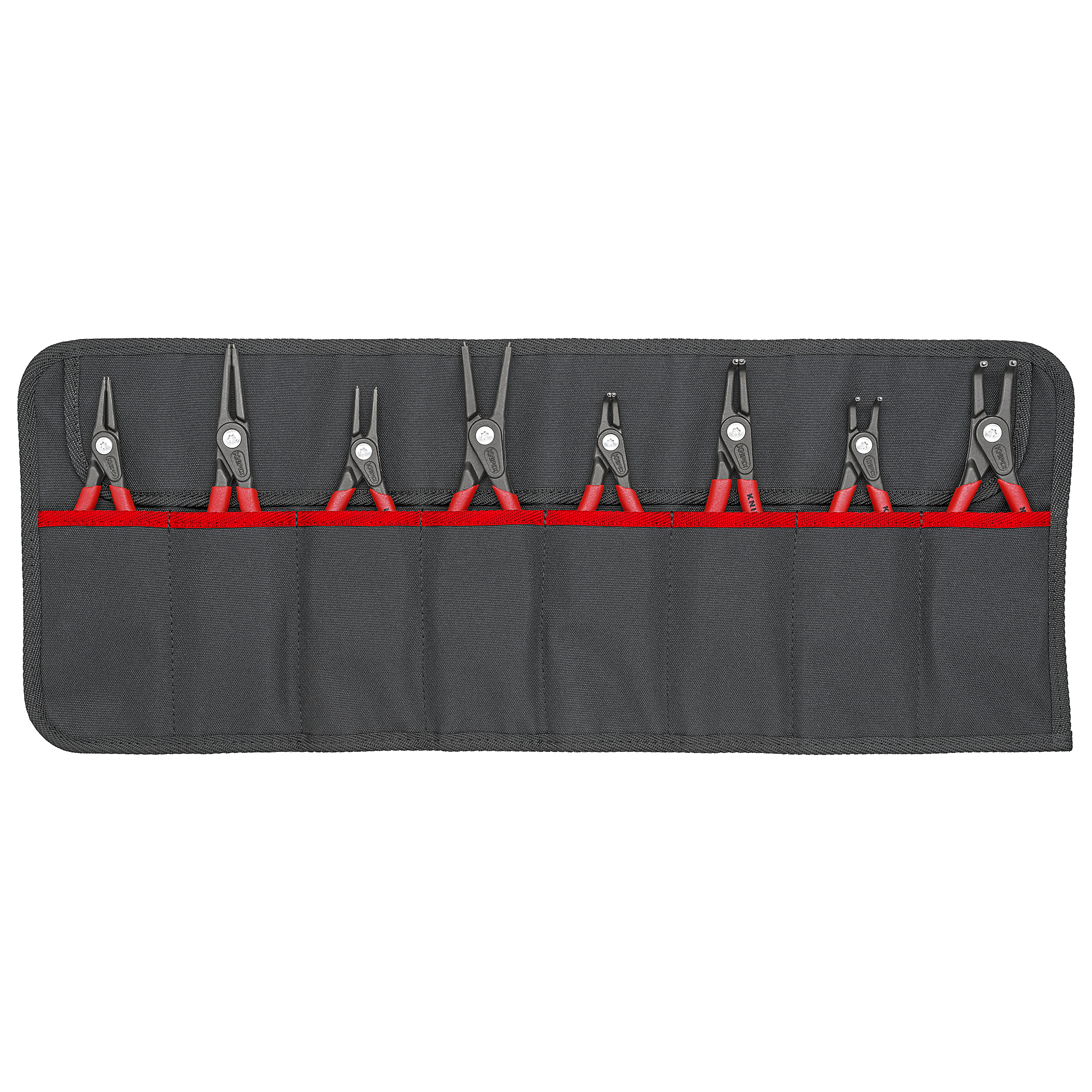 KNIPEX, Precision Snap Ring Pliers Set in Tool Roll, 8 Pc, Pieces (qty.) 8 Material Steel, Model 00 19 58 V02