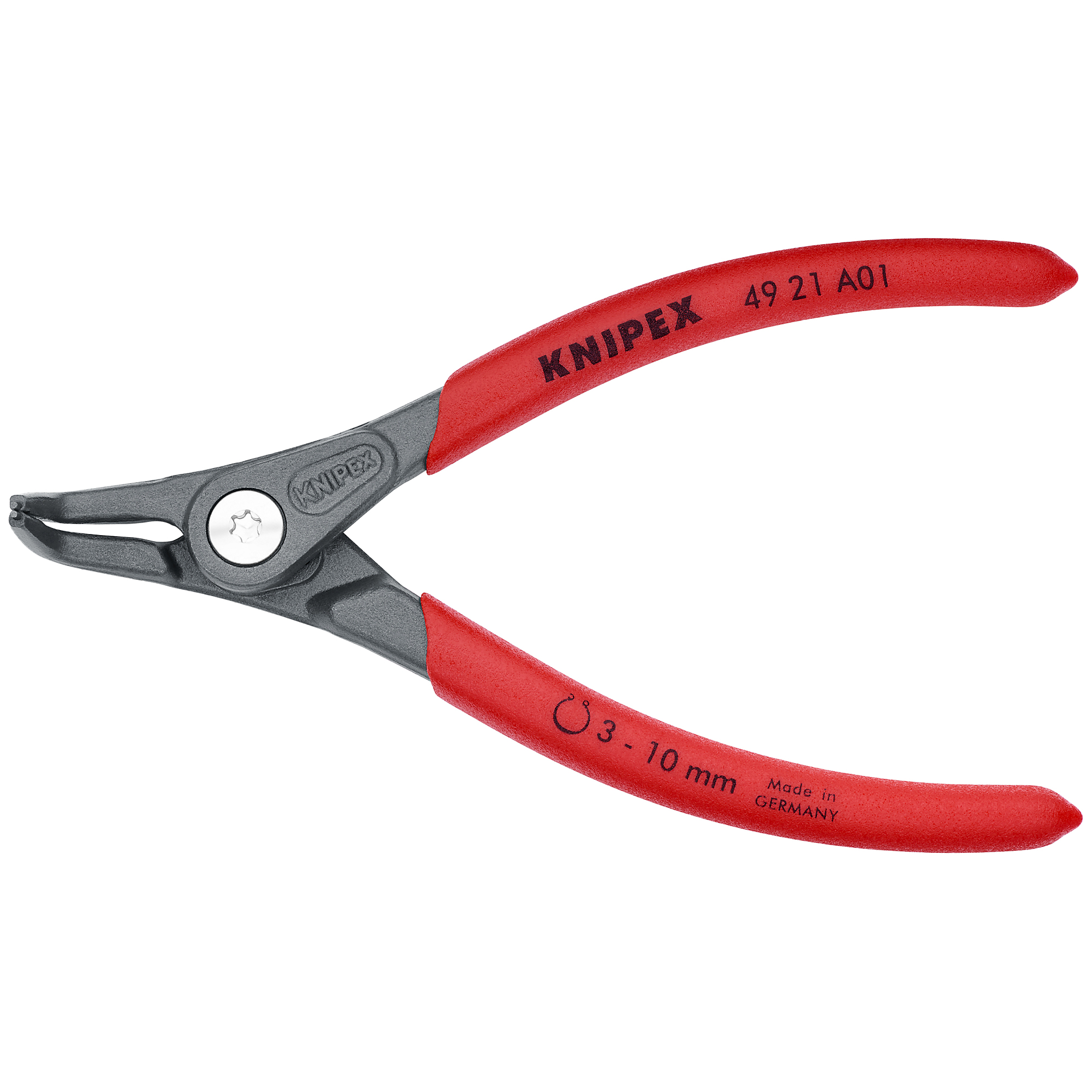 KNIPEX, Ext 90Â° Prec. Snap Ring Pliers, 1/32 tip, 5.125Inch, Pieces (qty.) 1 Material Steel, Model 49 21 A01