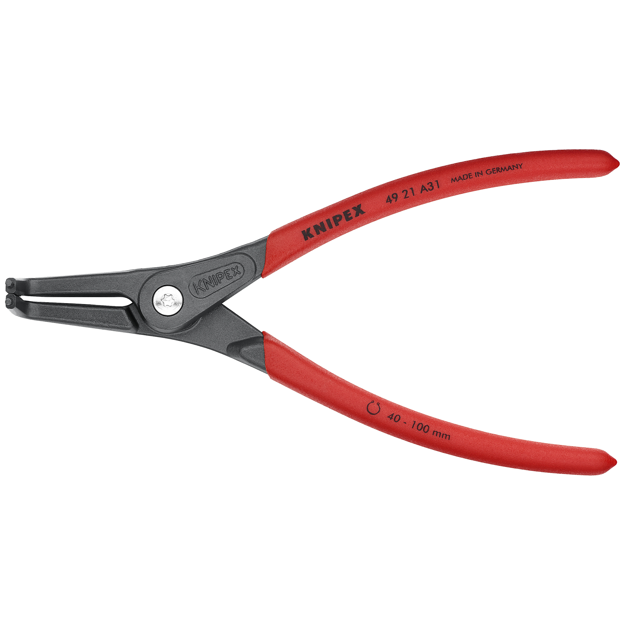 KNIPEX, Ext 90Â° Prec. Snap Ring Pliers, 3/32 tip, 8.25Inch, Pieces (qty.) 1 Material Steel, Model 49 21 A31