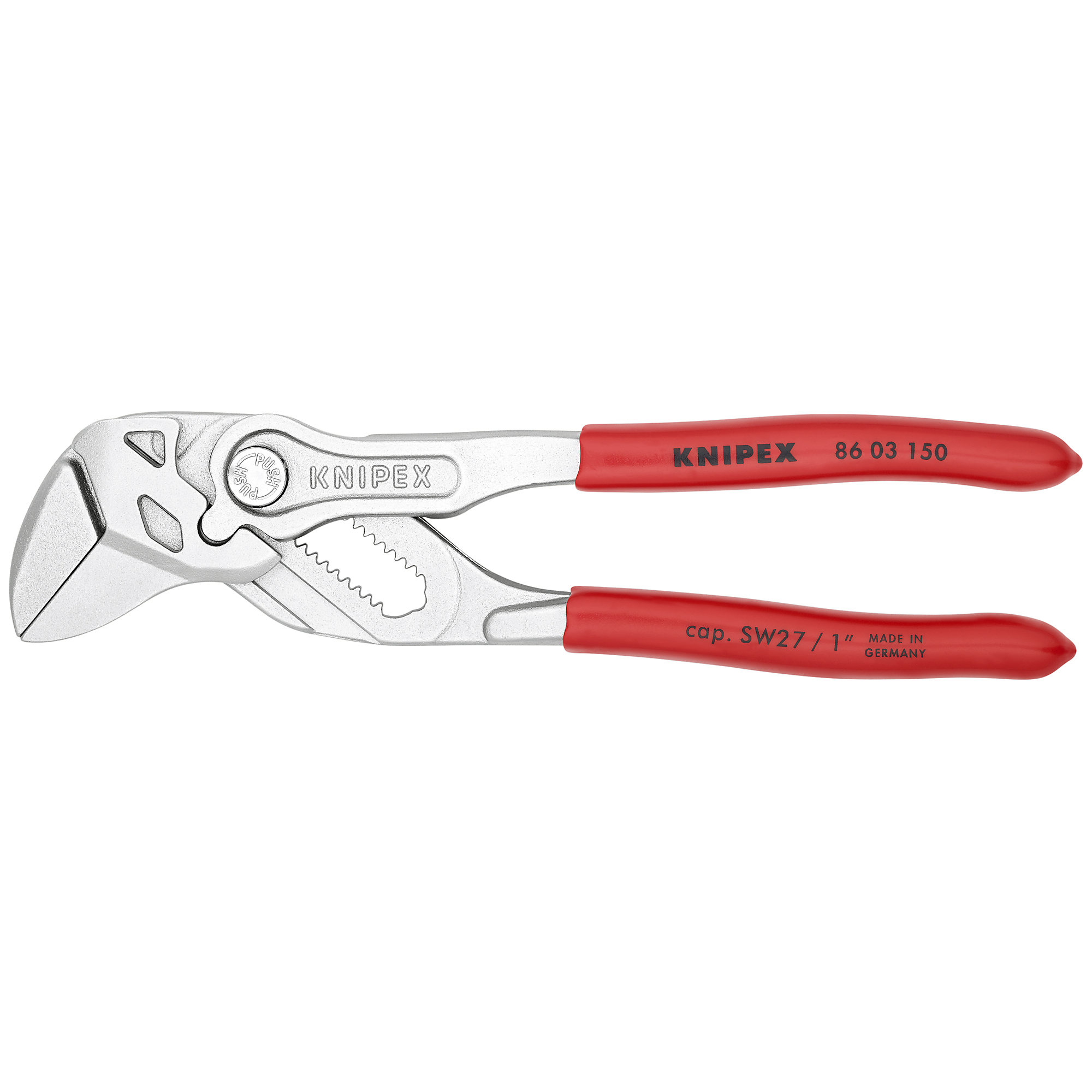 KNIPEX, Pliers Wrench, Plastic coating, Bulk, 6Inch, Pieces (qty.) 1 Material Steel, Jaw Capacity 1 in, Model 86 03 150