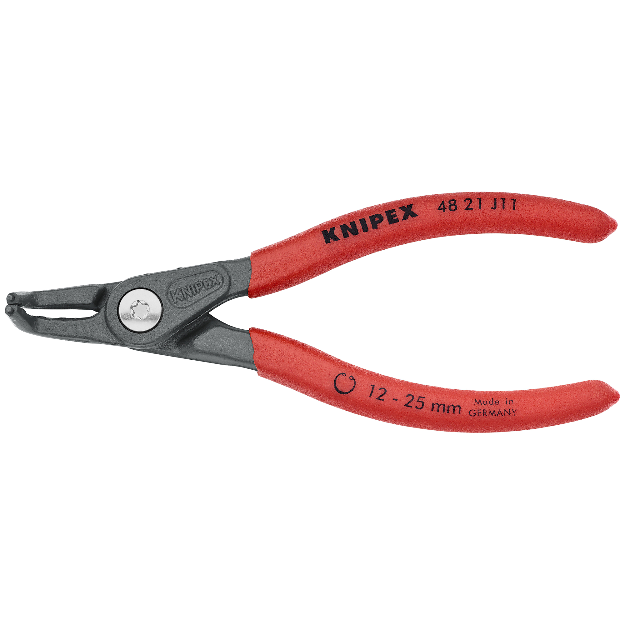 KNIPEX, Int 90Â° Prec. Snap Ring Pliers, 3/64 tip, 5.125Inch, Pieces (qty.) 1 Material Steel, Model 48 21 J11