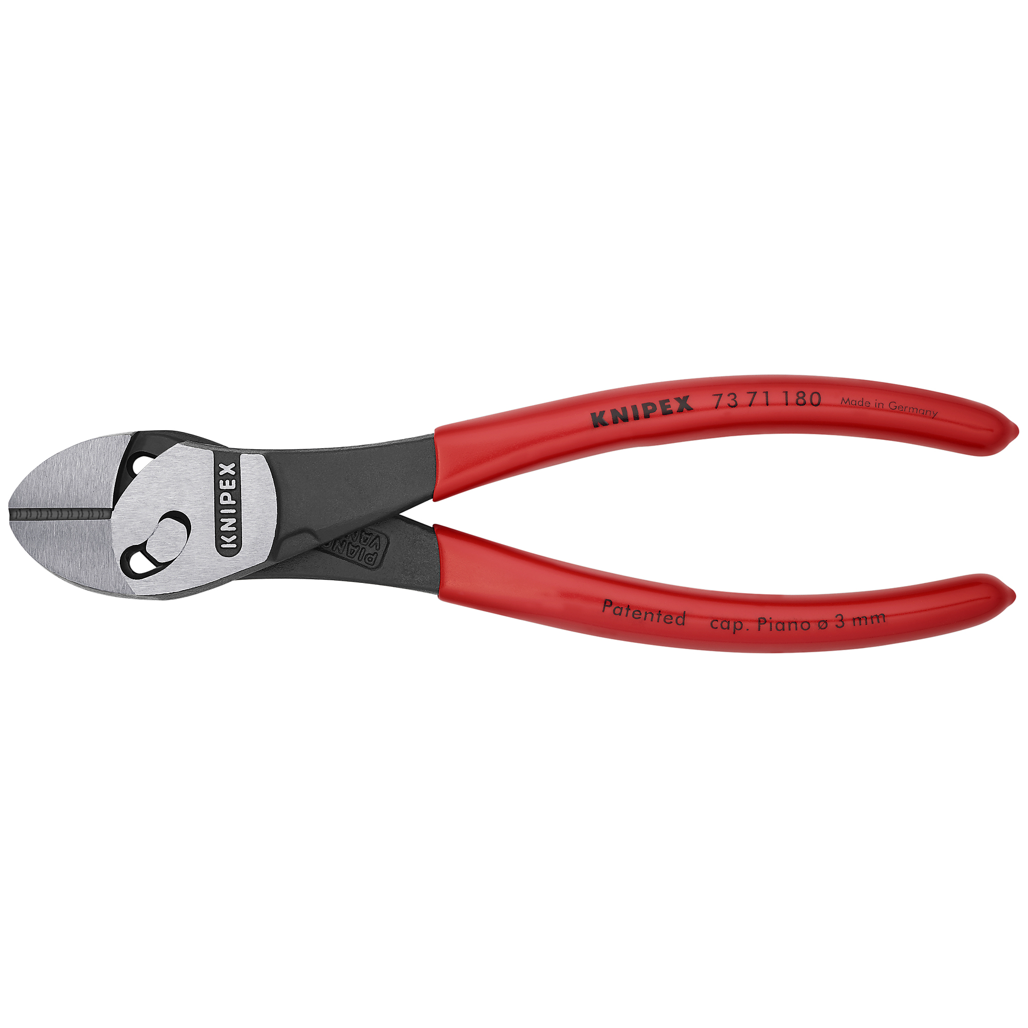 KNIPEX Twinforce , Twinforce Diagonal Super Cutters, 7.25Inch, Pieces (qty.) 1 Material Steel, Jaw Capacity 0.219 in, Model 73 71 180