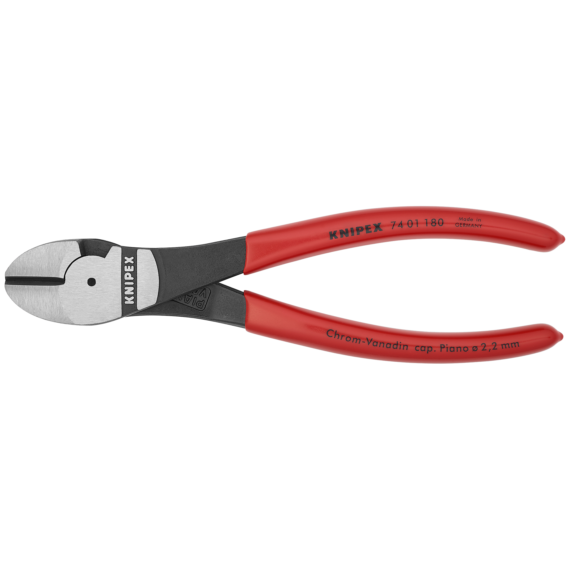 KNIPEX, HL Diagonal Cutters, Plastic coating, Bulk, 7.25Inch, Pieces (qty.) 1 Material Steel, Jaw Capacity 0.156 in, Model 74 01 180