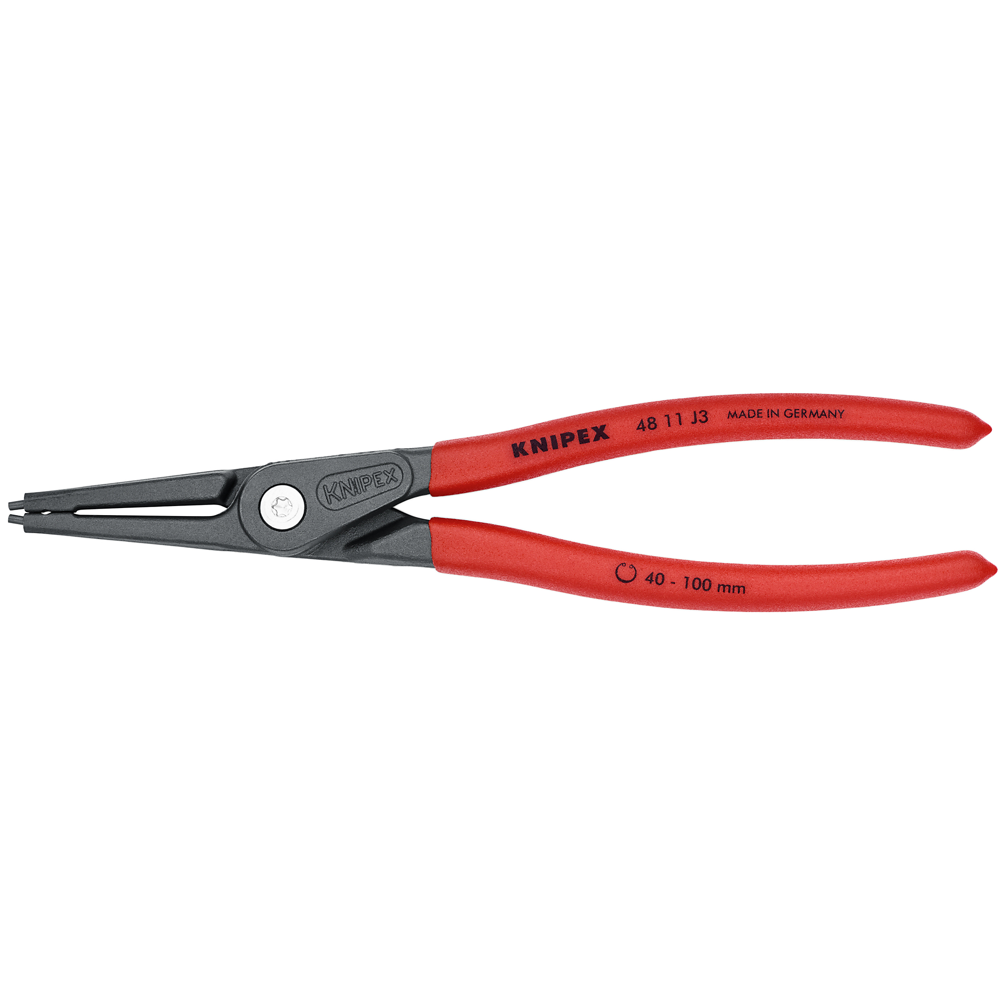 KNIPEX, Int Precision Snap Ring Pliers, 3/32 tip, 9Inch, Pieces (qty.) 1 Material Steel, Model 48 11 J3