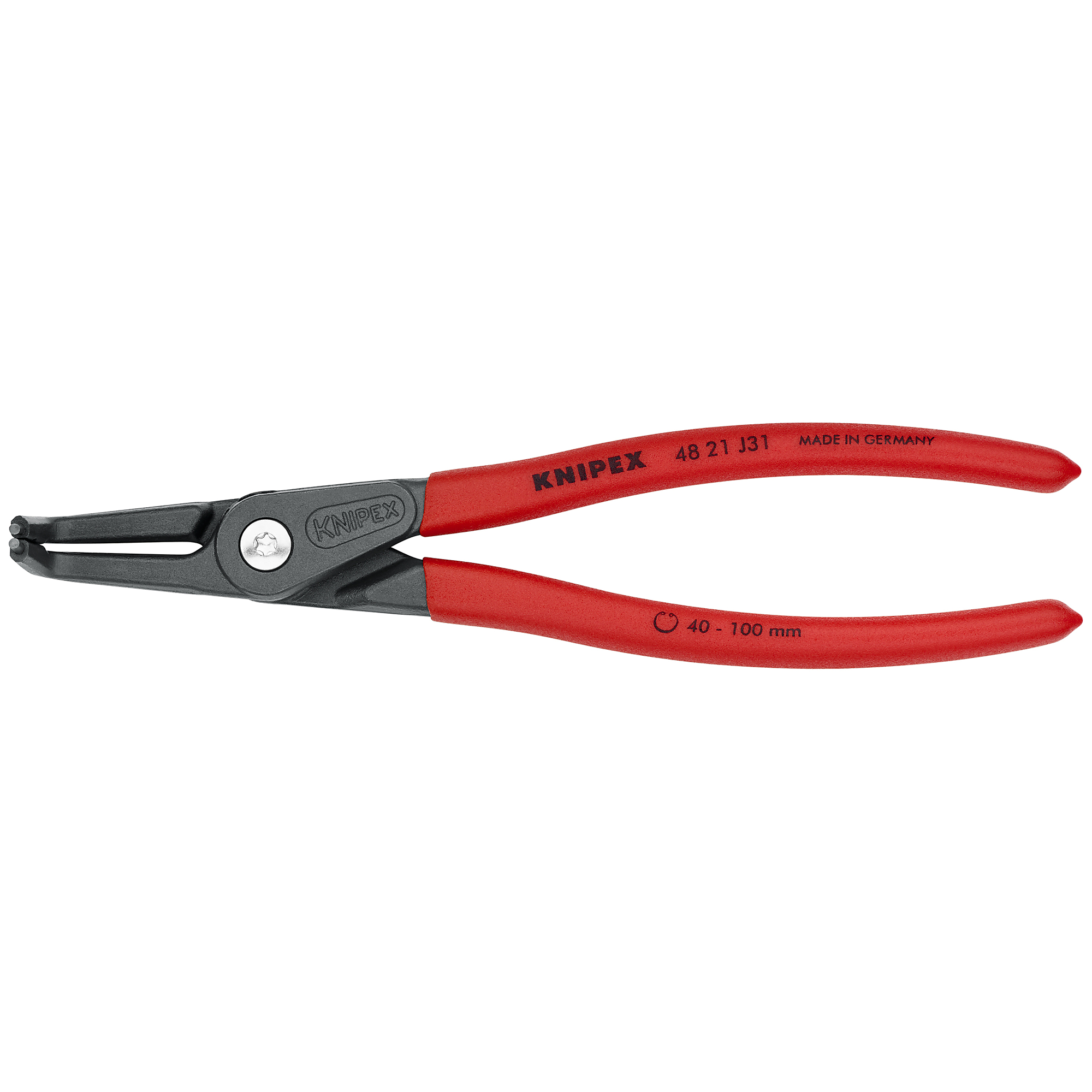 KNIPEX, Int 90Â° Prec. Snap Ring Pliers, 3/32 tip, 8.25Inch, Pieces (qty.) 1 Material Steel, Model 48 21 J31