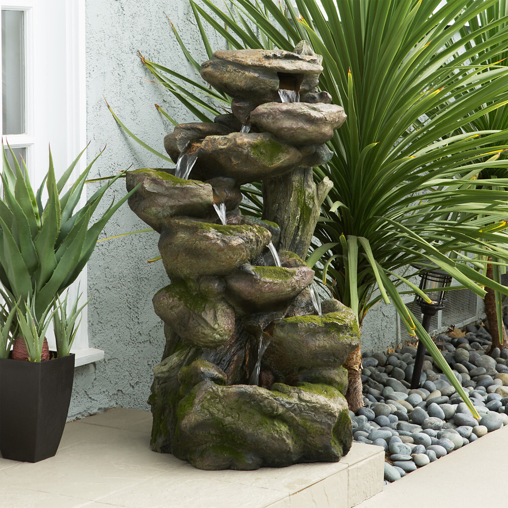 Alpine Corporation, Rock Fountain with LED Lights,8-Tier, Power Cord Length 5.9 ft, Model WIN1008