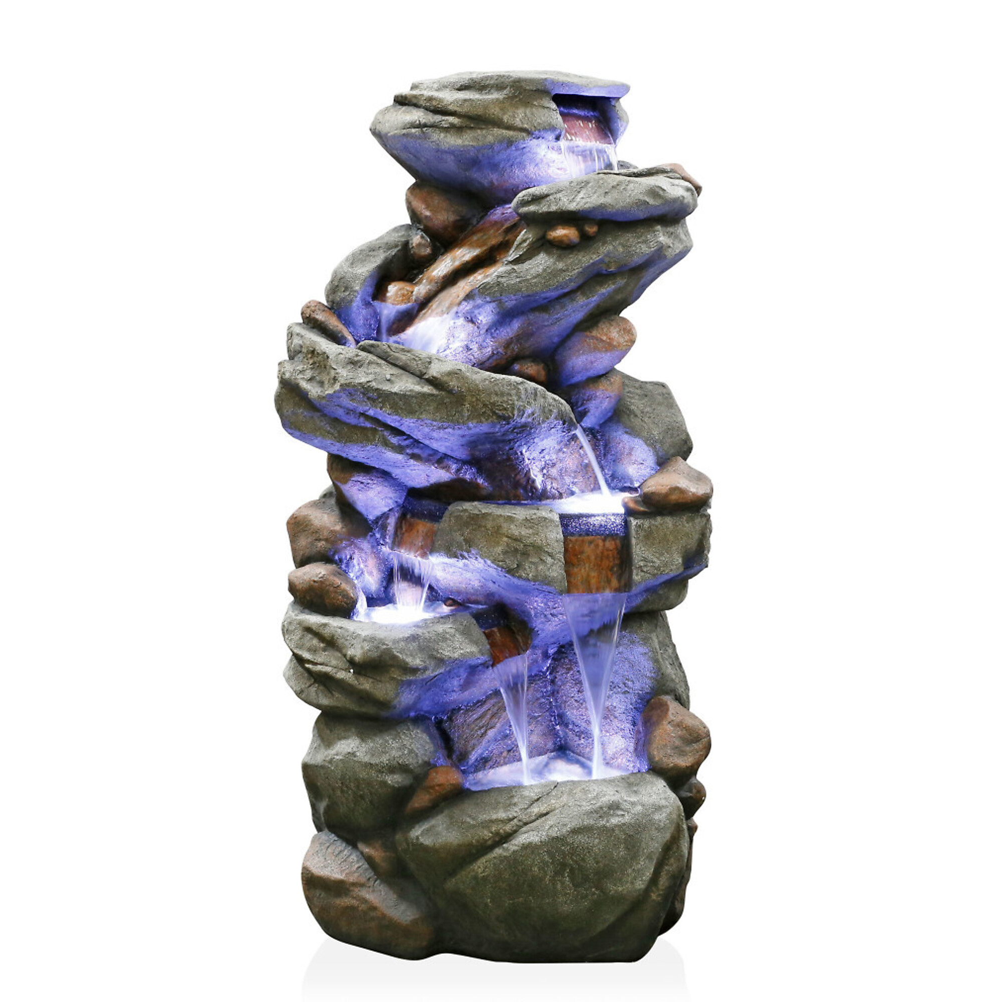 Alpine Corporation, Cascading Stone Water Fountain with LED Lights, Power Cord Length 6.23 ft, Model WIN1548