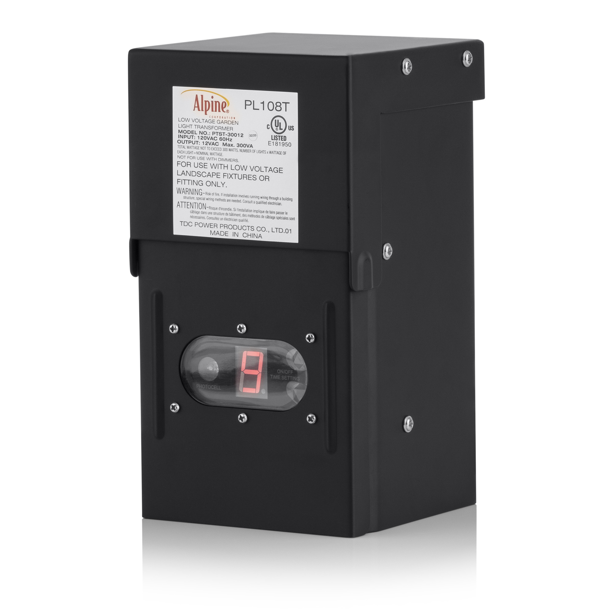 Alpine Corporation, 300 Watt Transformer w/ Photo Cell and Timer, Volts 12 Model PL108T