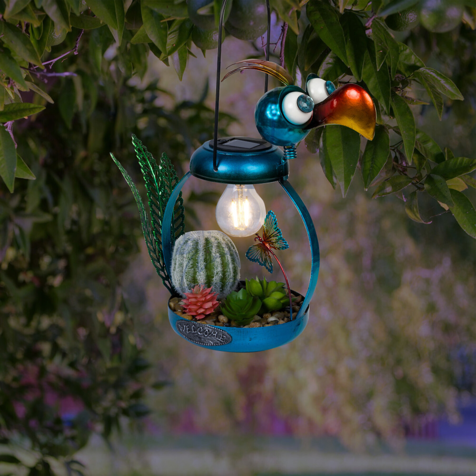 Alpine Corporation, Metal Flamingo w/ Garden Enclosed LED Decor,Solar, Model LYT290SLR-HH